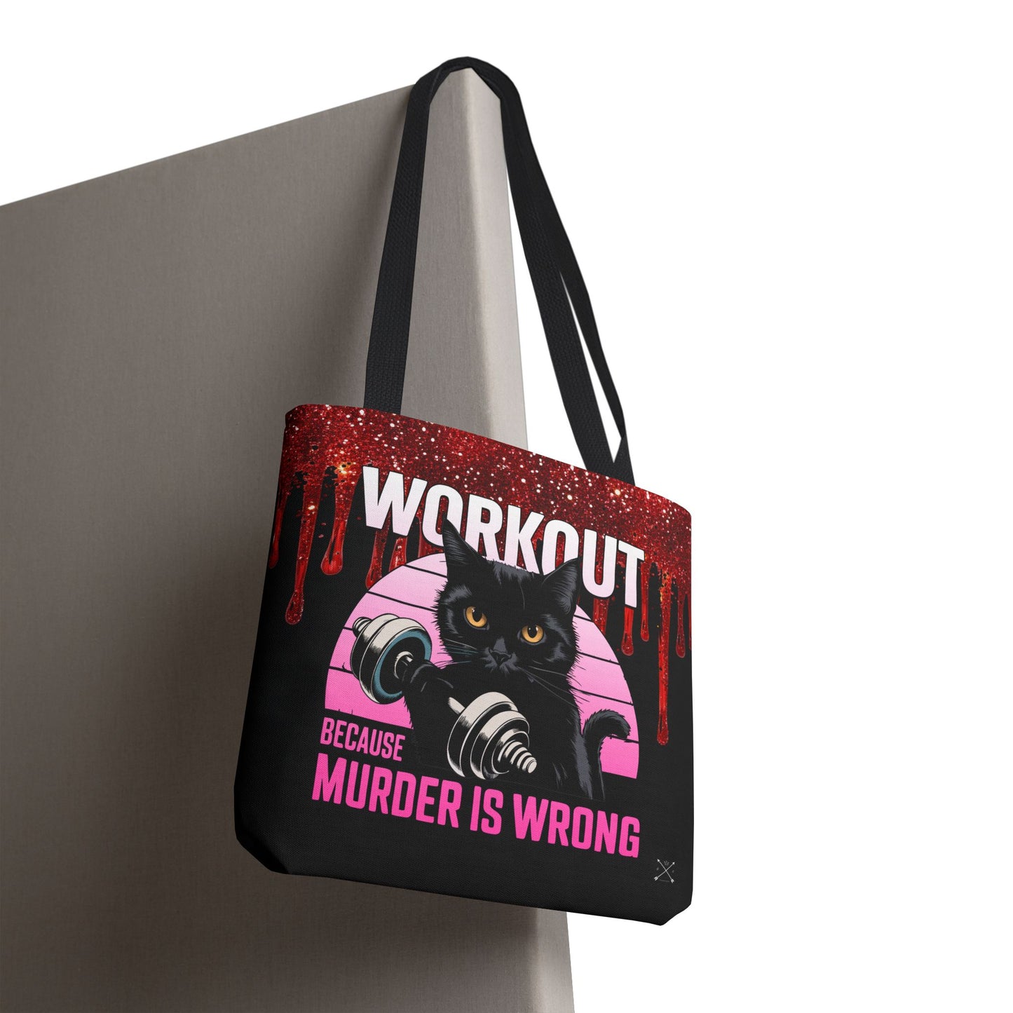 Tote Bag - Cat Design | 'Workout Because Murder is Wrong'