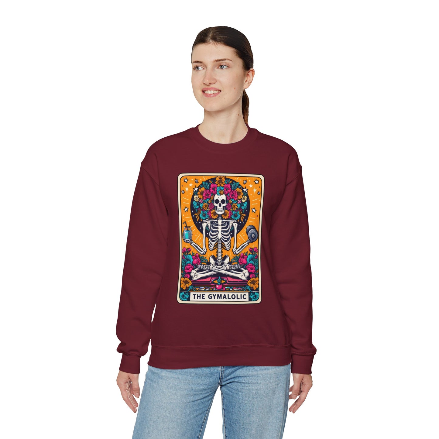 Gymaholic Skeleton Tarot Card - Unisex Heavy Blend™ Sweatshirt