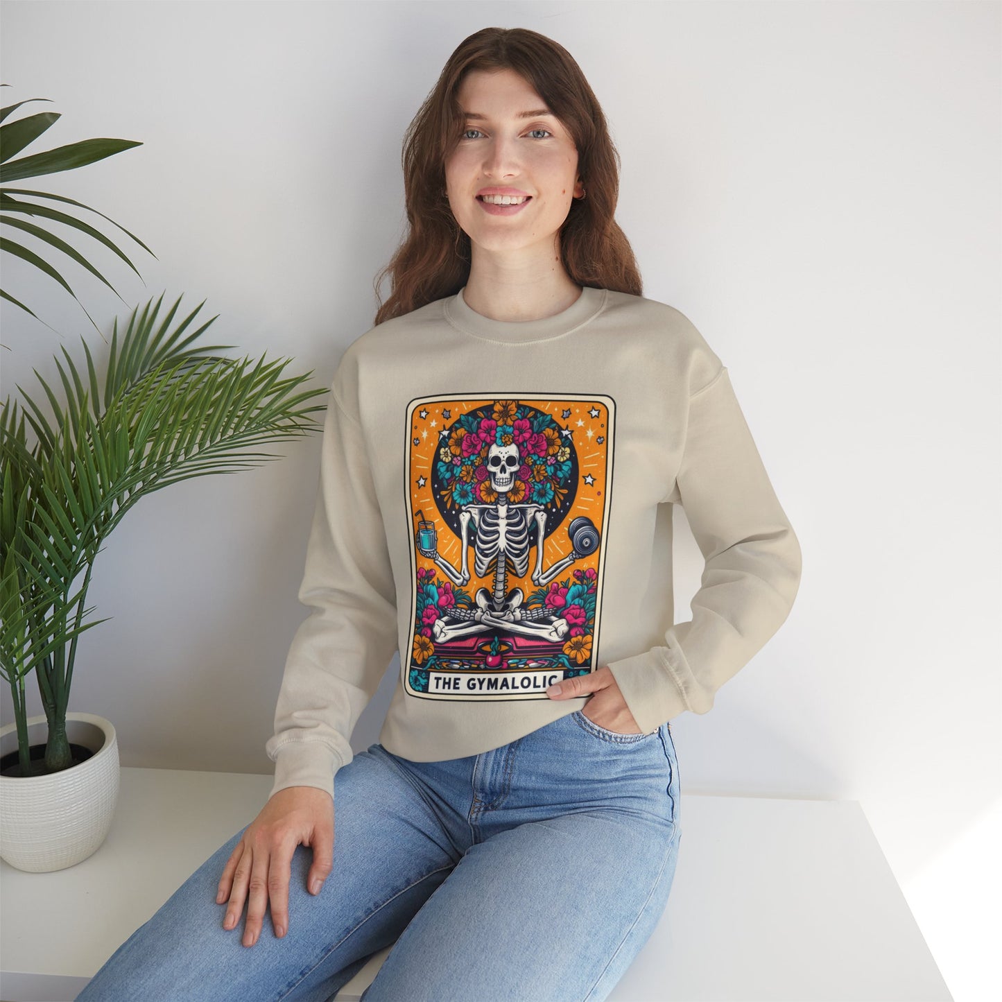 Gymaholic Skeleton Tarot Card - Unisex Heavy Blend™ Sweatshirt