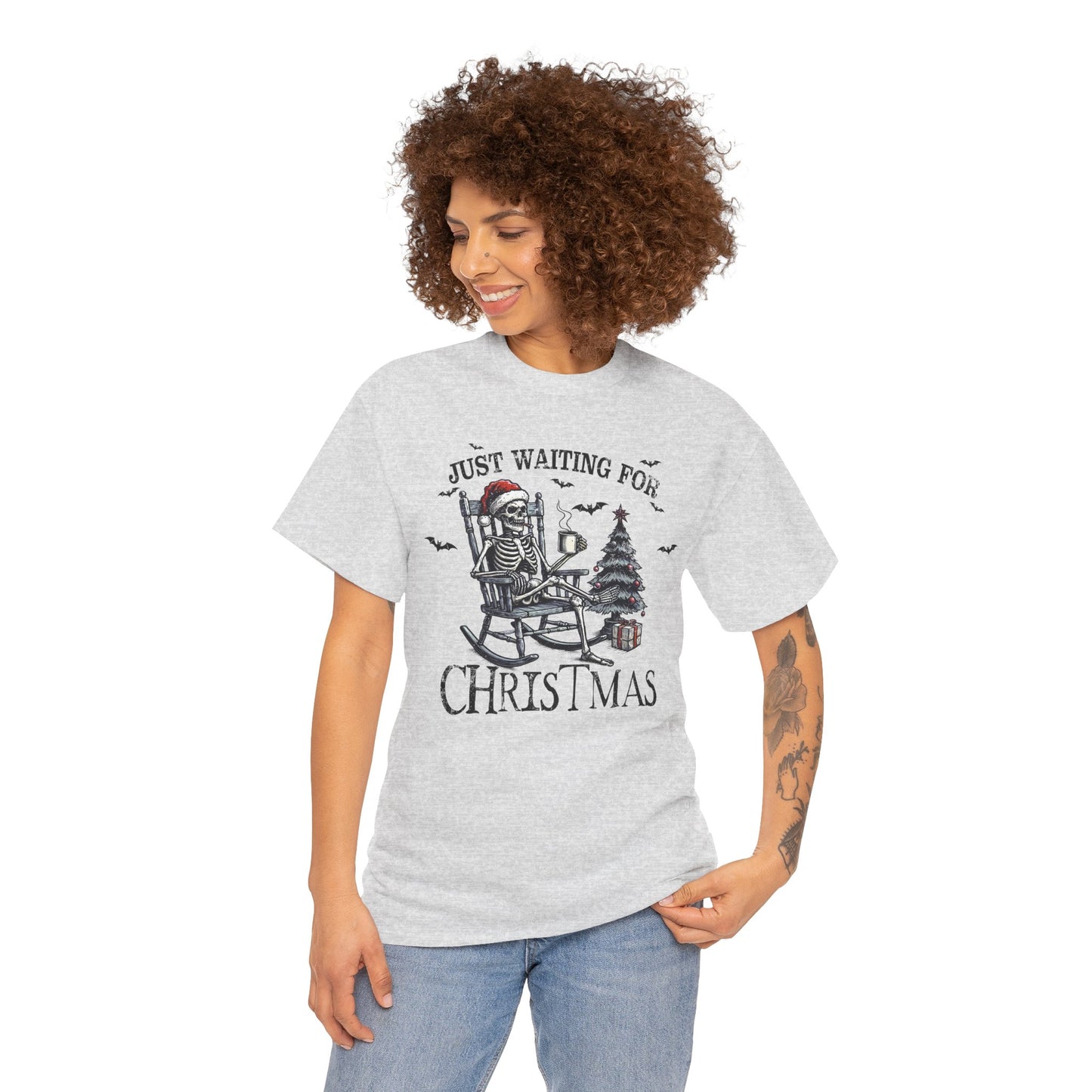 Just Waiting For Christmas Skeleton - Unisex Tee