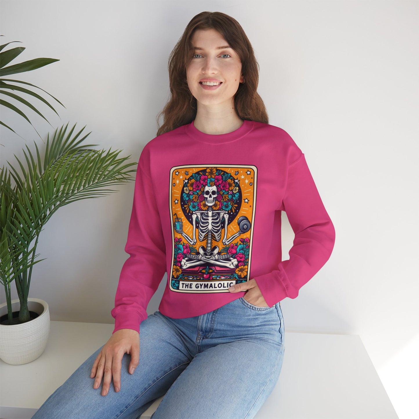 Gymaholic Skeleton Tarot Card - Unisex Heavy Blend™ Sweatshirt