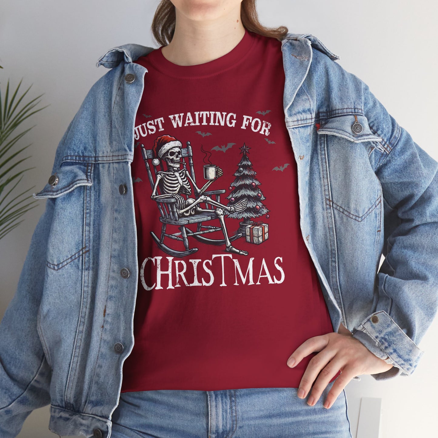 Just Waiting For Christmas Skeleton - Unisex Tee