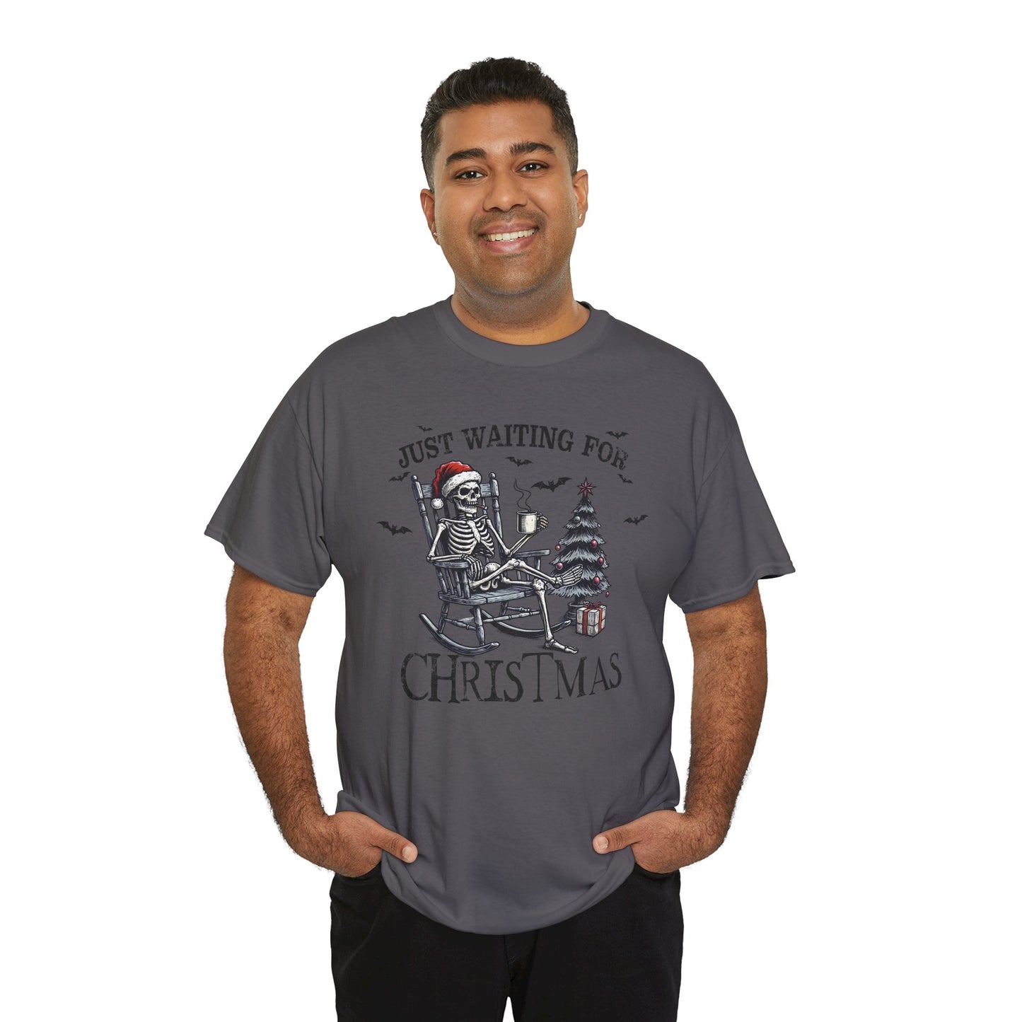 Just Waiting For Christmas Skeleton - Unisex Tee