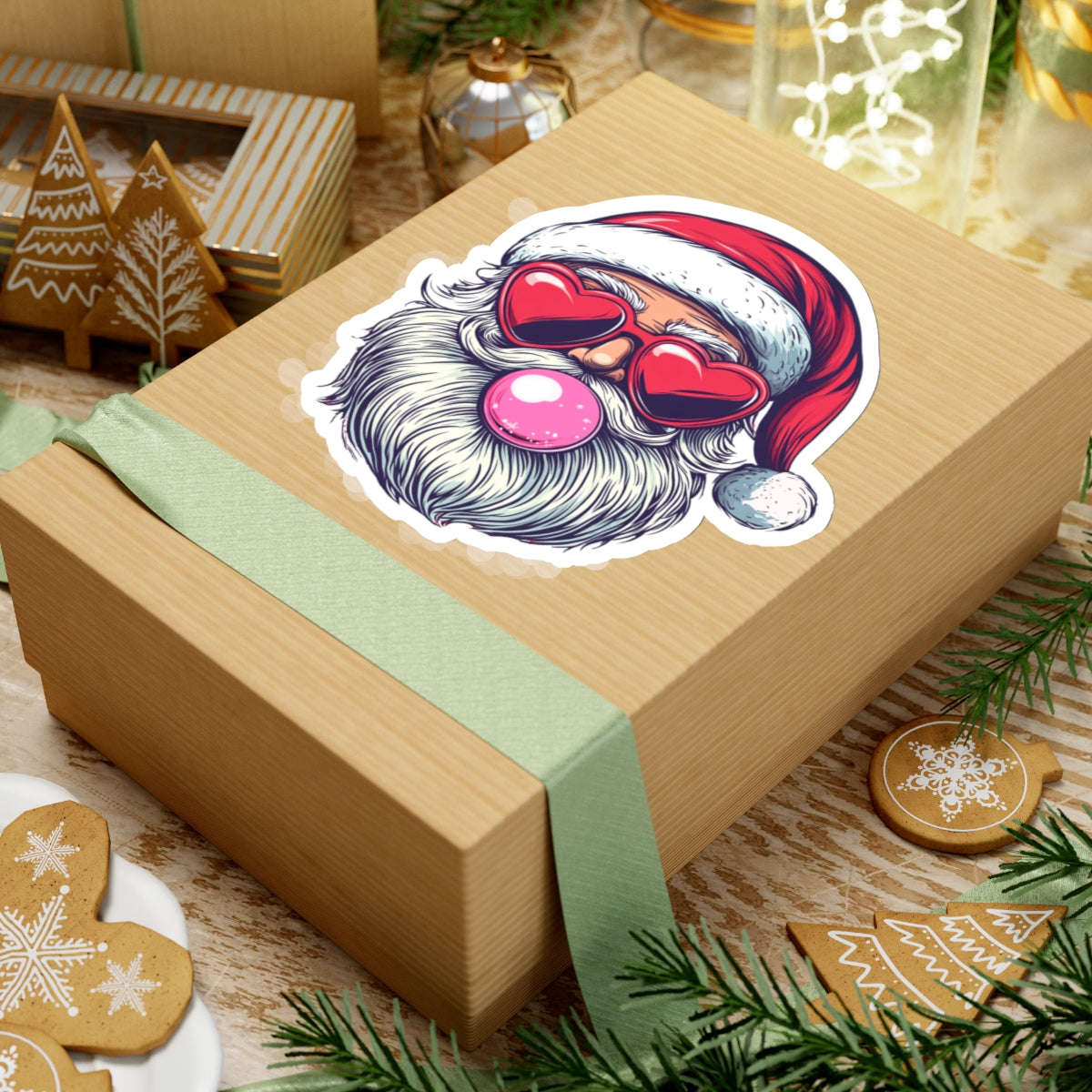 Christmas Stickers - Retro Bubblegum Santa