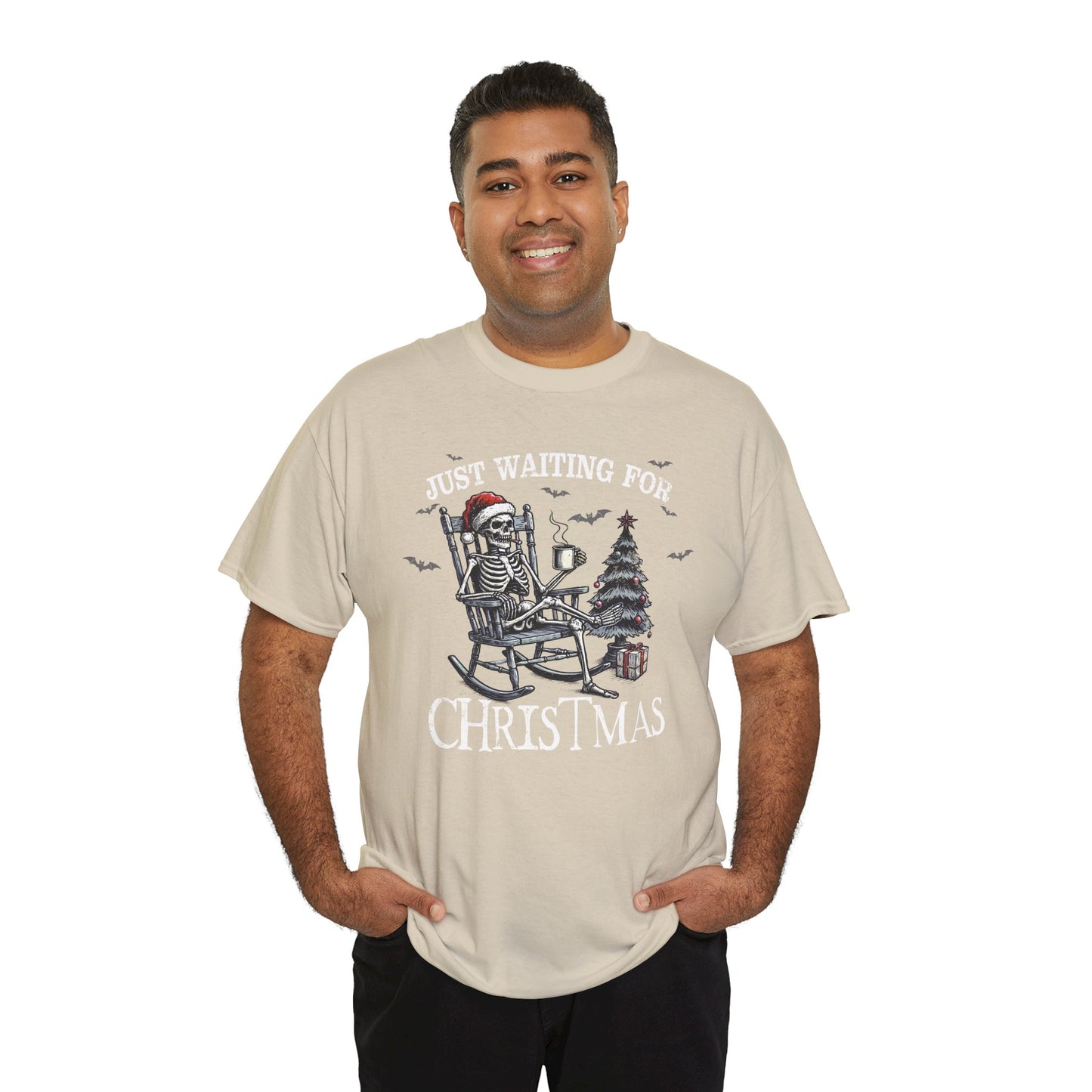 Just Waiting For Christmas Skeleton - Unisex Tee
