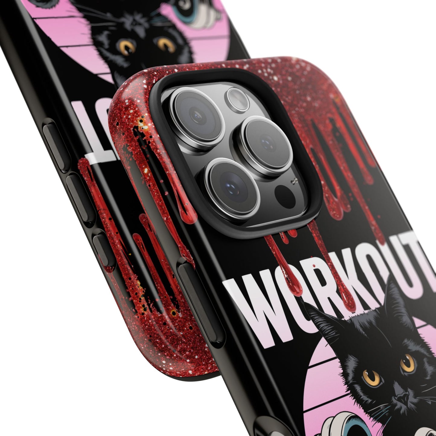 Edgy Cat Tough Phone Case - 'Workout Because Murder Is Wrong'