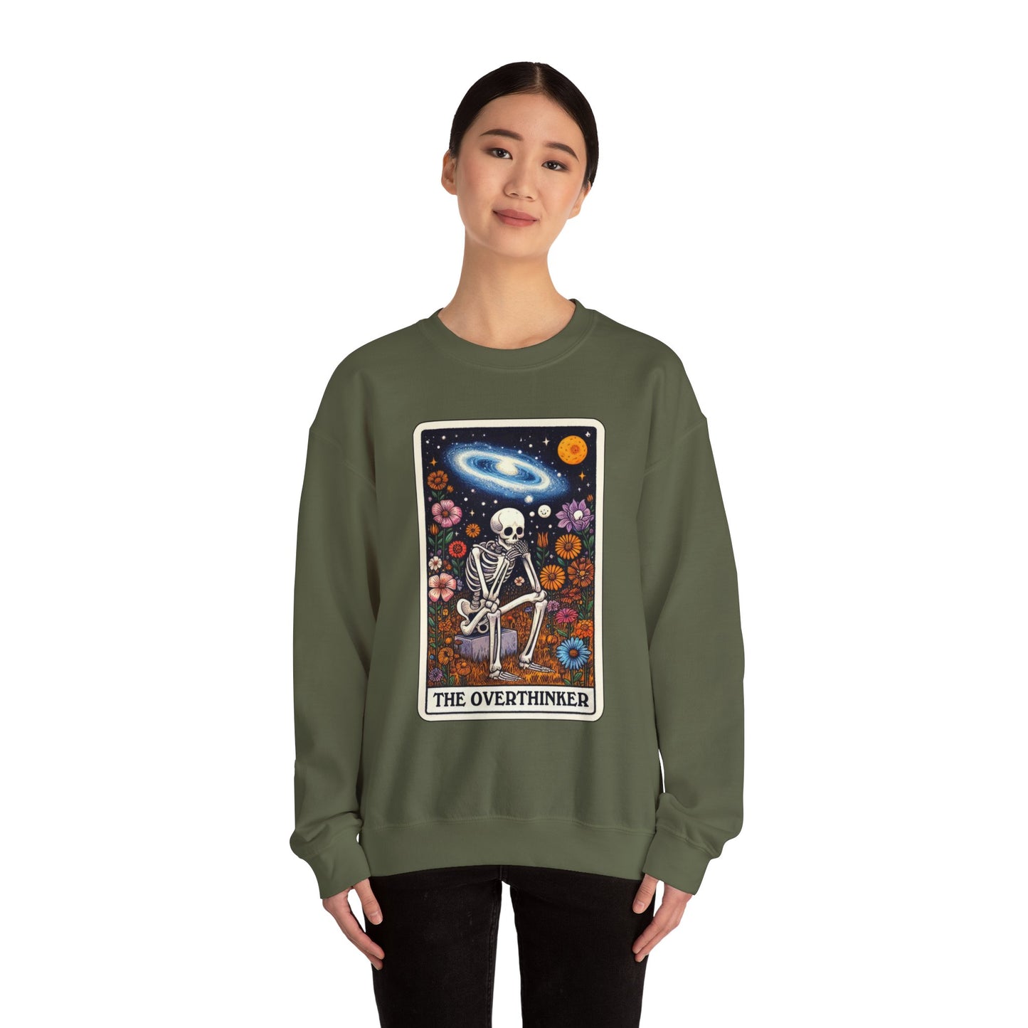 The Overthinker Skeleton Tarot Card - Sweatshirt