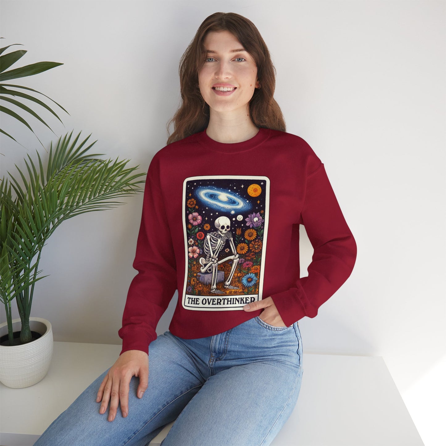The Overthinker Skeleton Tarot Card - Sweatshirt