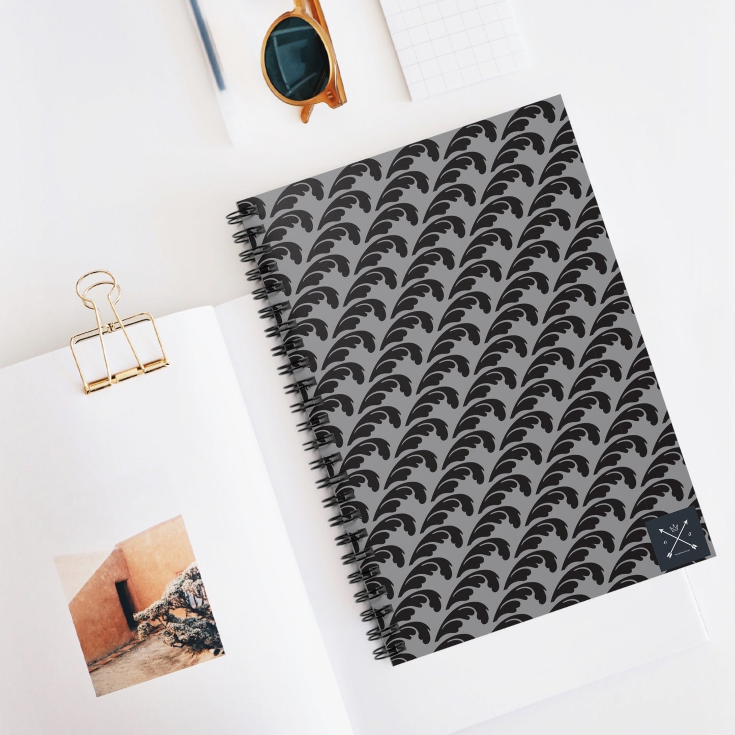 Beautiful Beloved Flourish (silver/black) - Spiral Notebook - Ruled Line