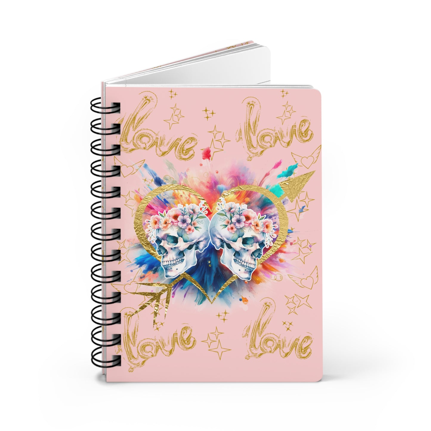 Love is Golden Watercolor (pink) - Spiral Notebook - Ruled Line