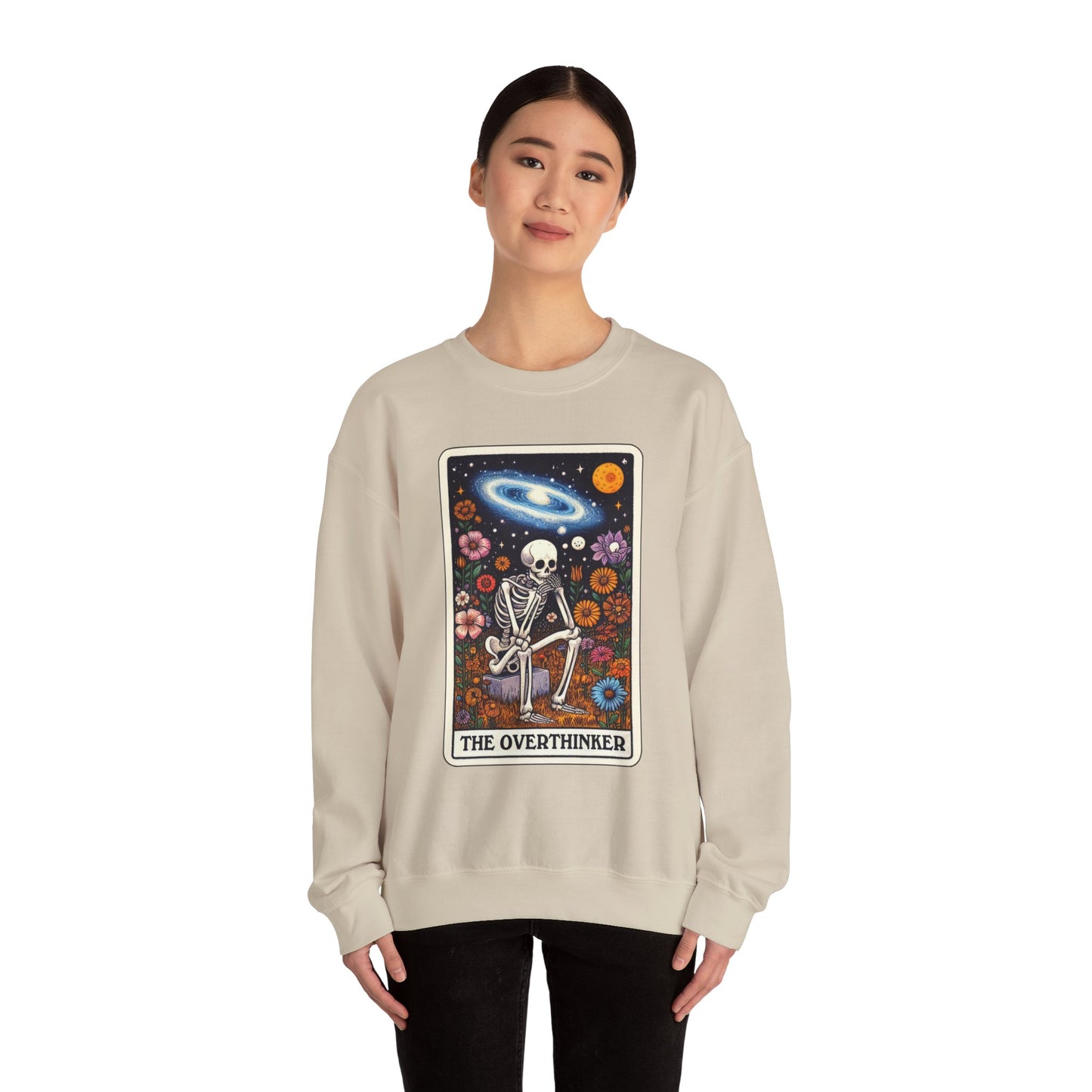 The Overthinker Skeleton Tarot Card - Sweatshirt