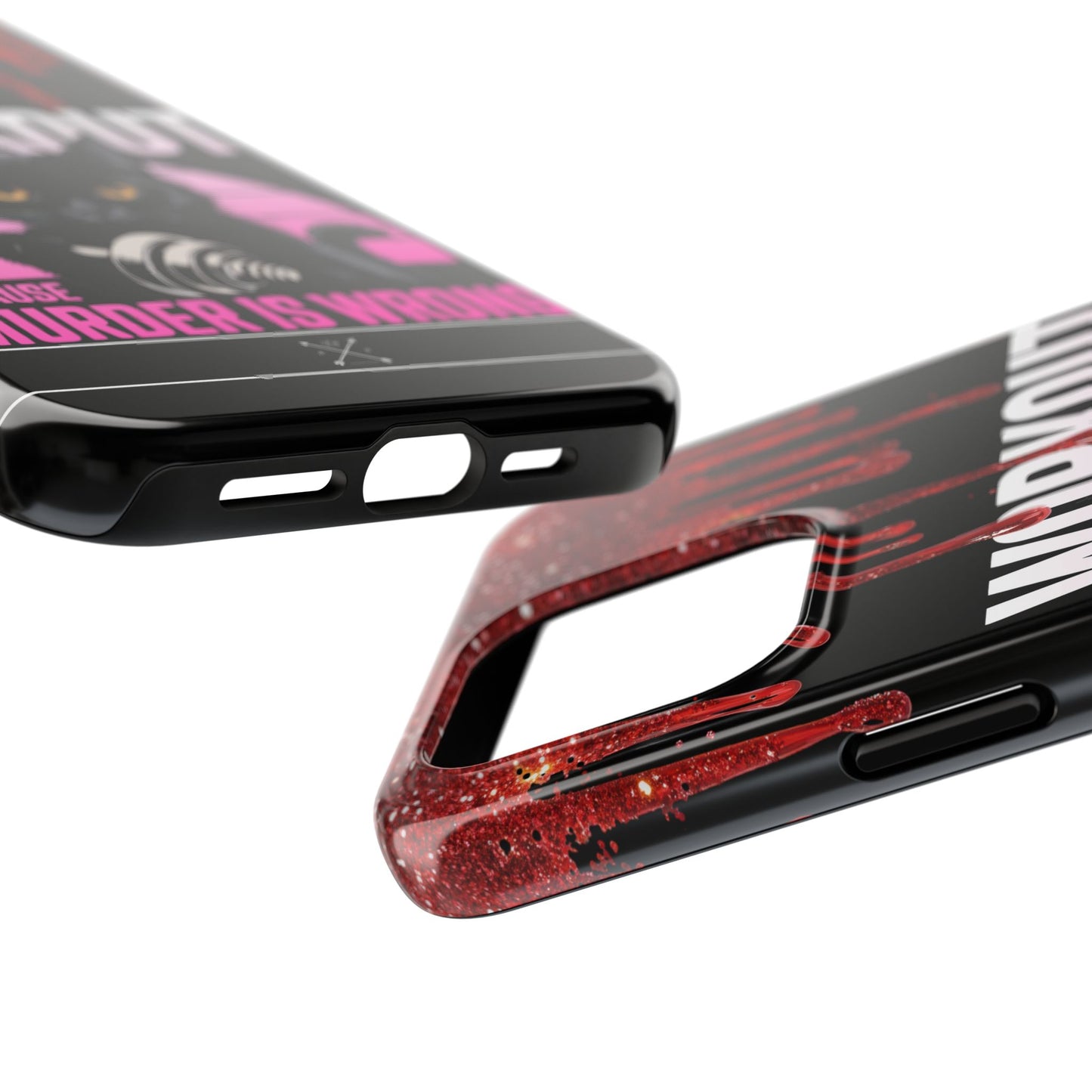 Edgy Cat Tough Phone Case - 'Workout Because Murder Is Wrong'