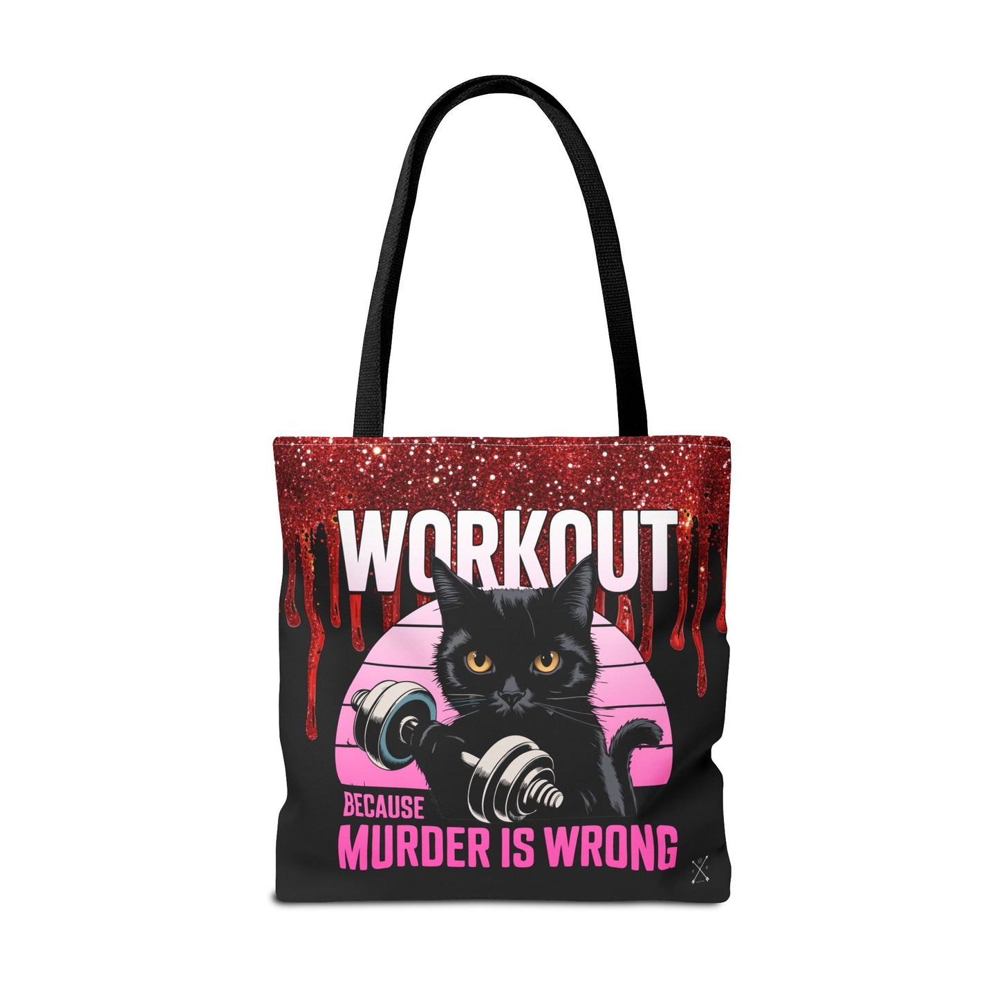 Tote Bag - Cat Design | 'Workout Because Murder is Wrong'