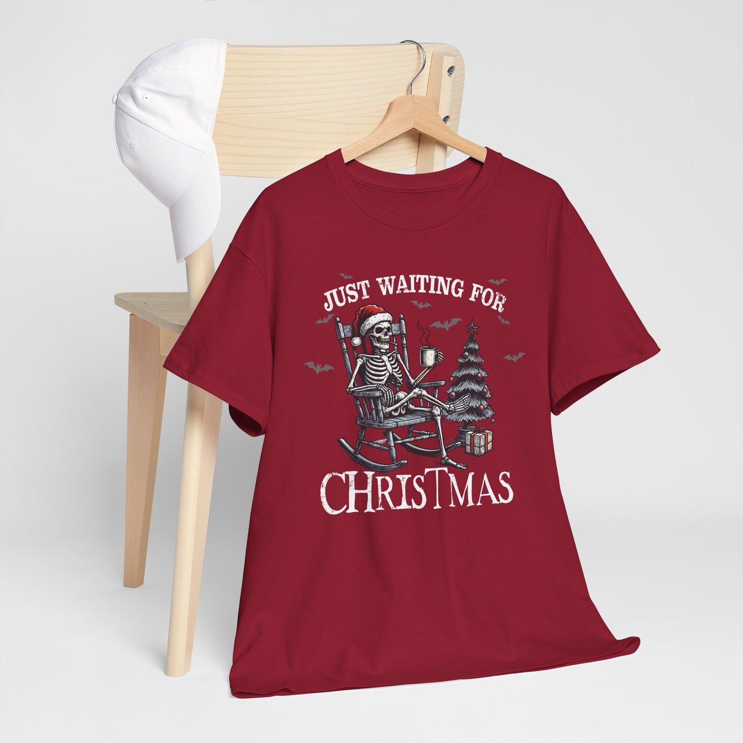 Just Waiting For Christmas Skeleton - Unisex Tee