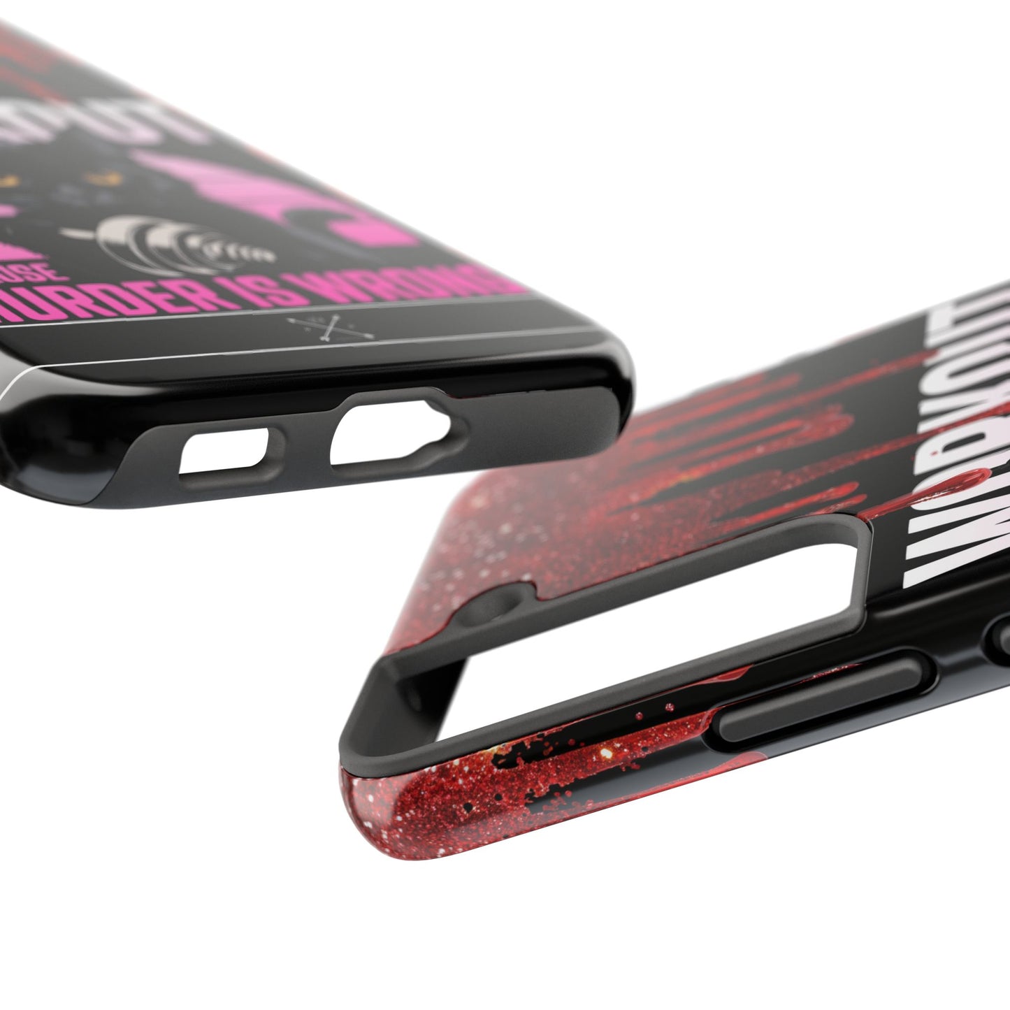 Edgy Cat Tough Phone Case - 'Workout Because Murder Is Wrong'
