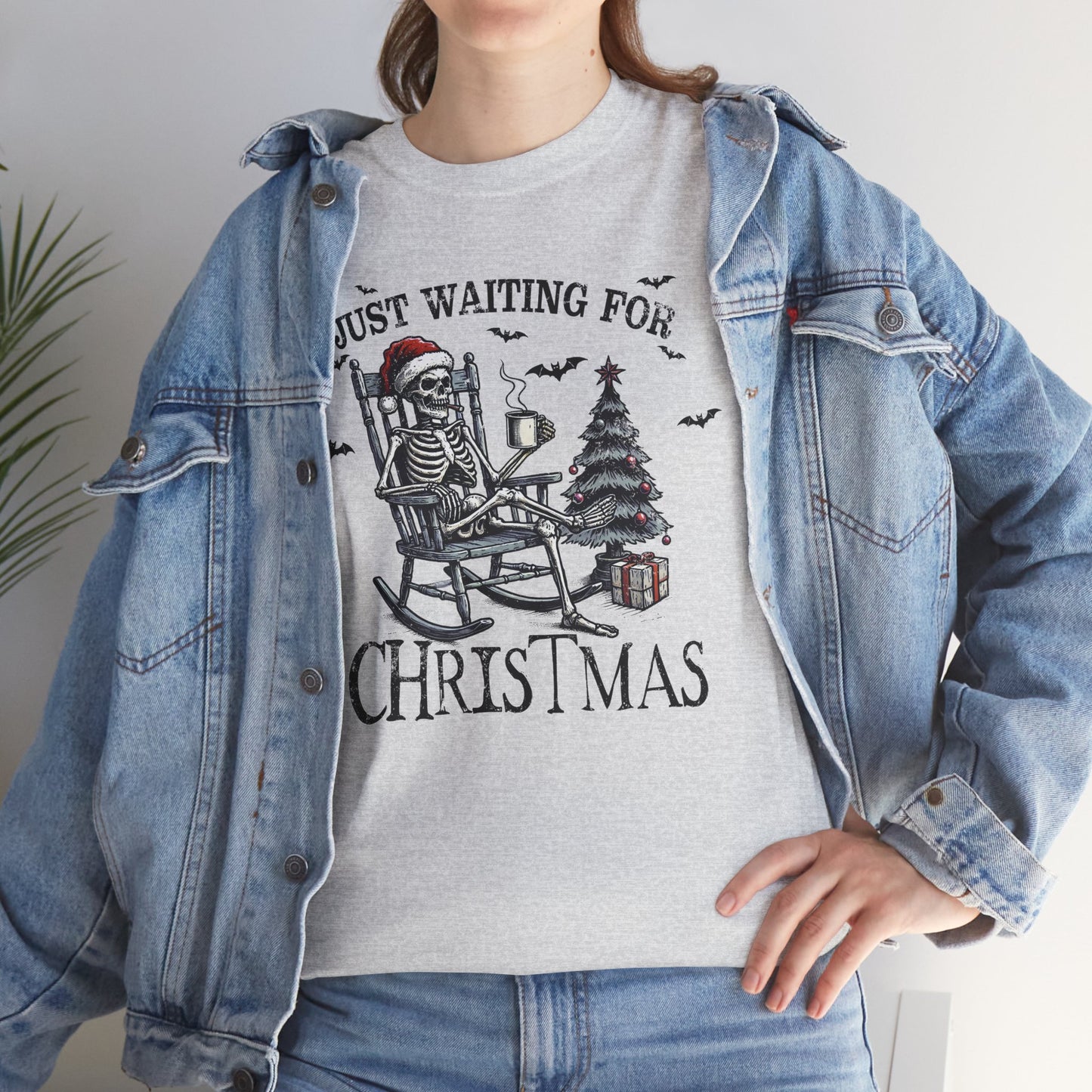 Just Waiting For Christmas Skeleton - Unisex Tee
