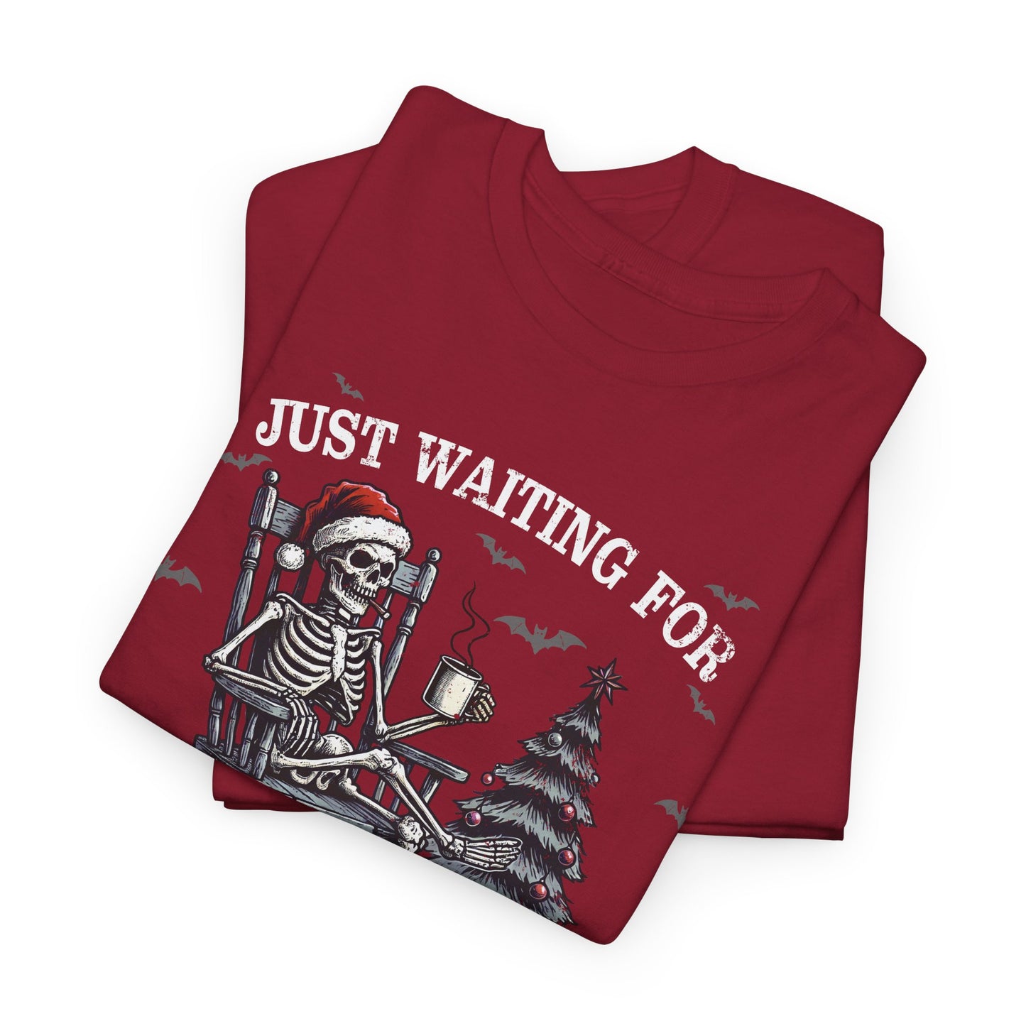 Just Waiting For Christmas Skeleton - Unisex Tee