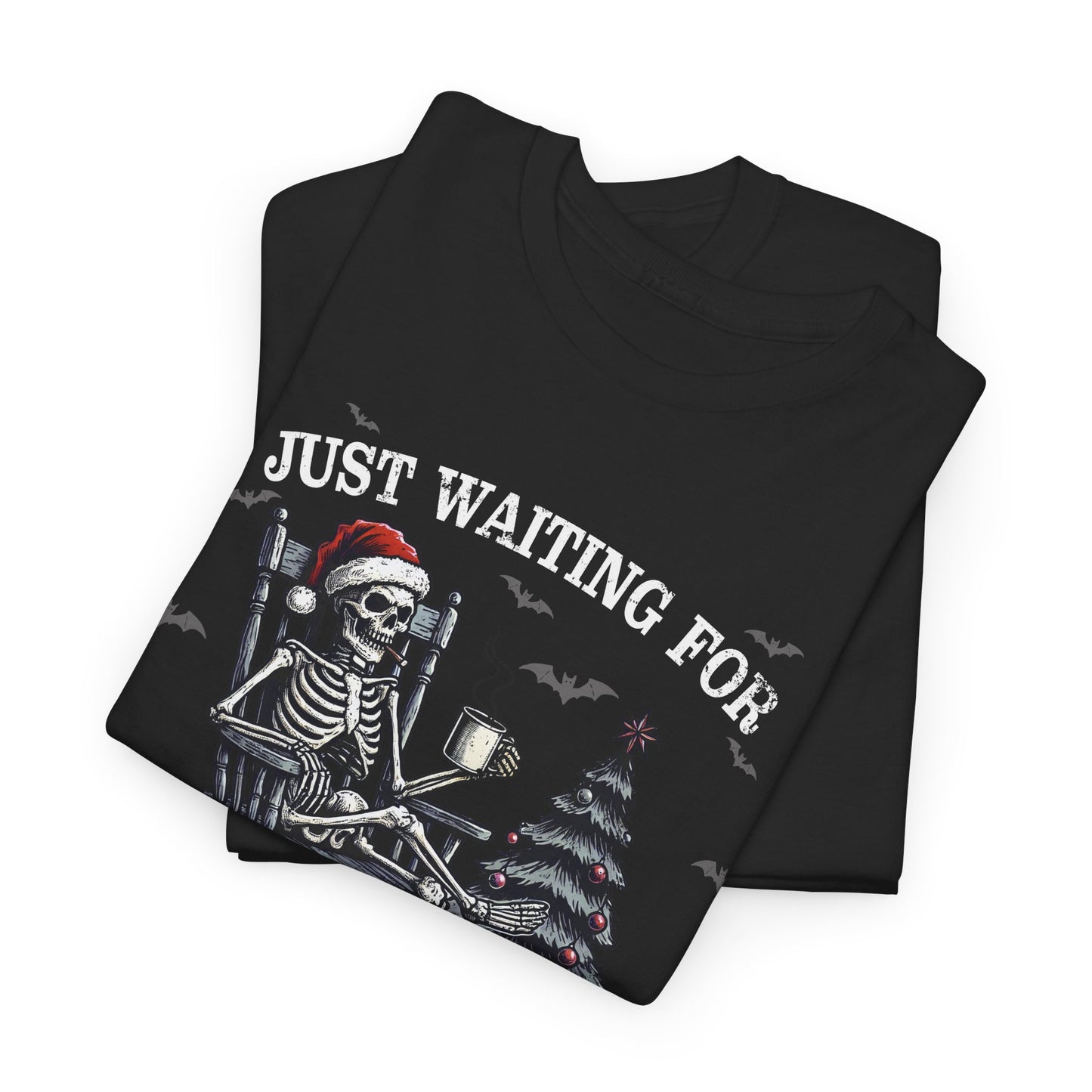 Just Waiting For Christmas Skeleton - Unisex Tee