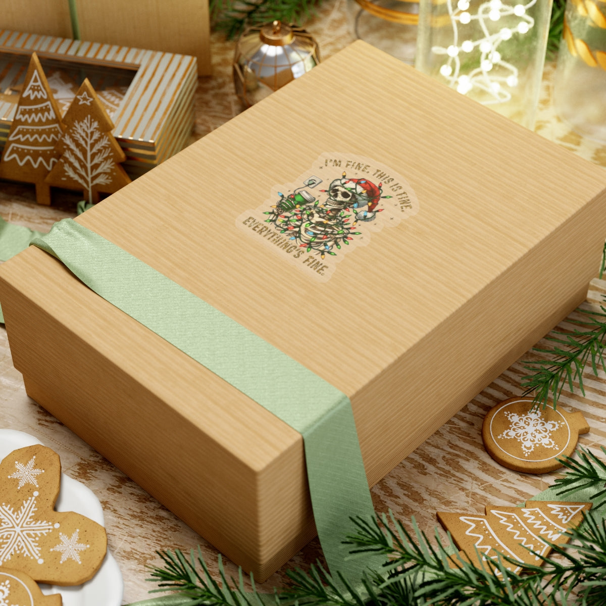 I'm Fine. This Is Fine. Everything Is Fine. (Christmas Gold) - Kiss-Cut Stickers