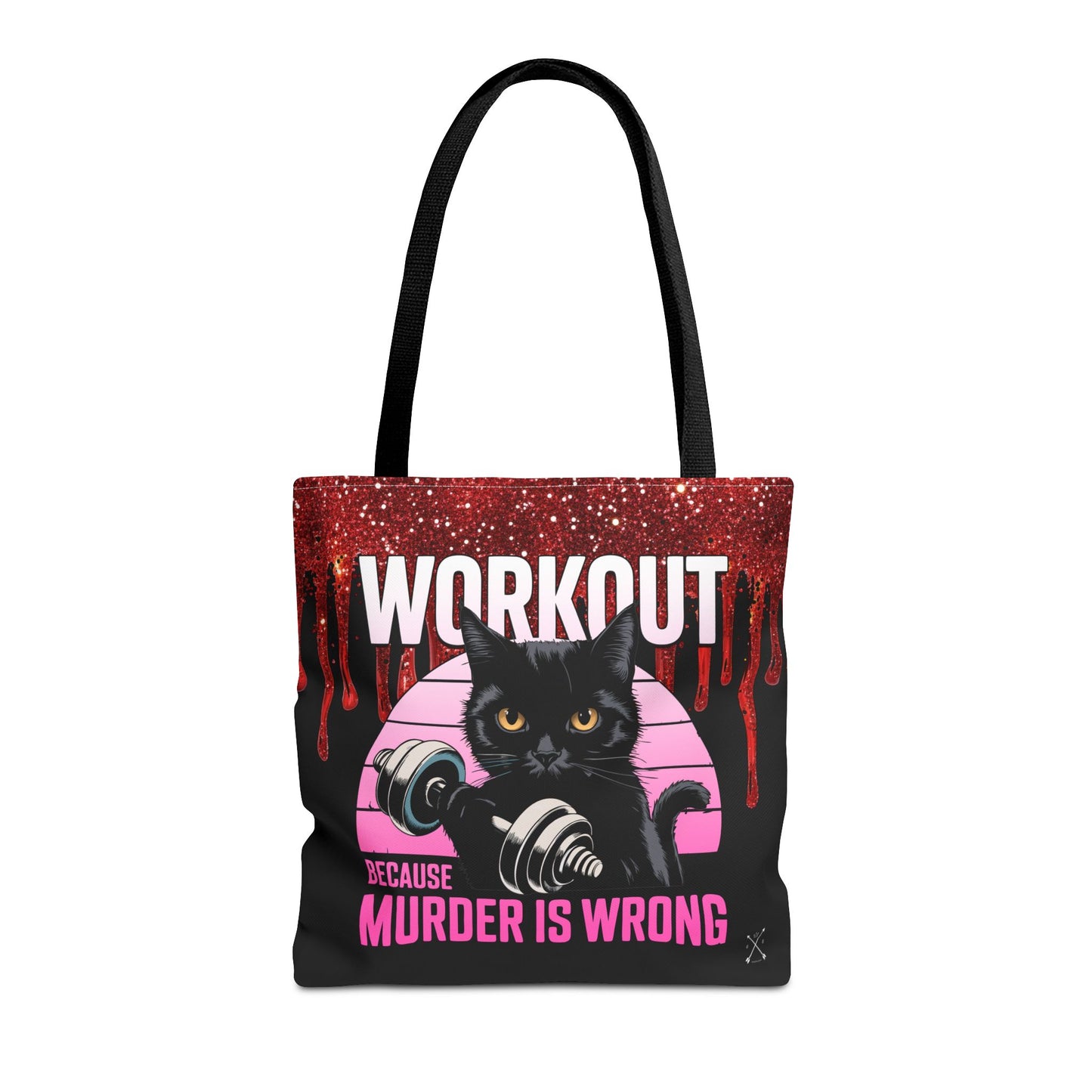 Tote Bag - Cat Design | 'Workout Because Murder is Wrong'