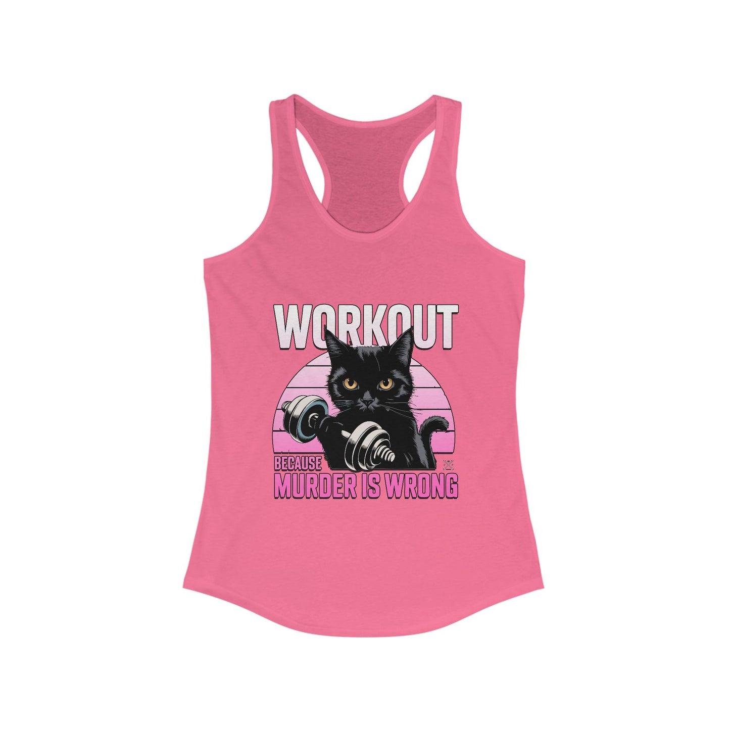 Women’s Workout Tank Top - 'Murder is Wrong' Cat Design