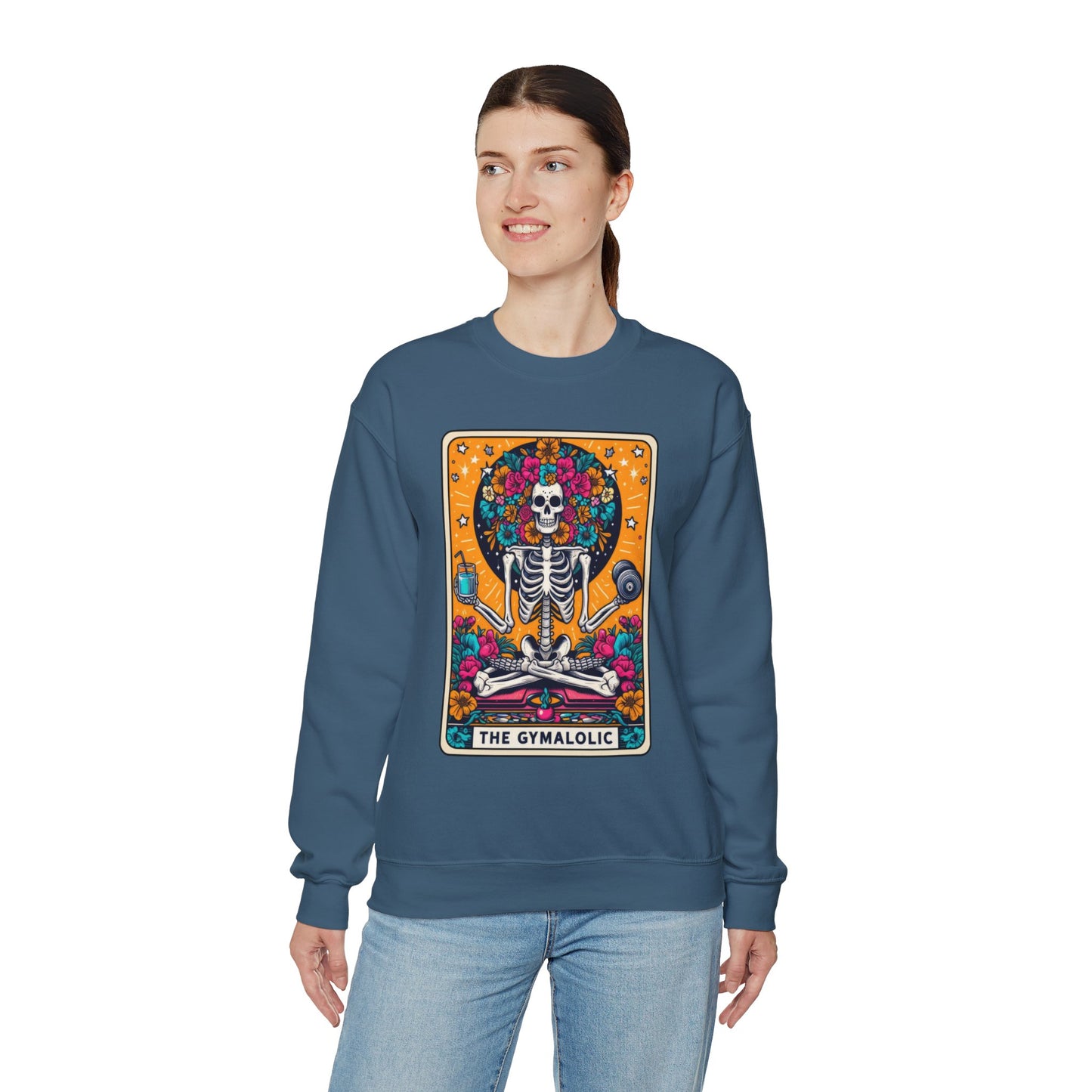 Gymaholic Skeleton Tarot Card - Unisex Heavy Blend™ Sweatshirt