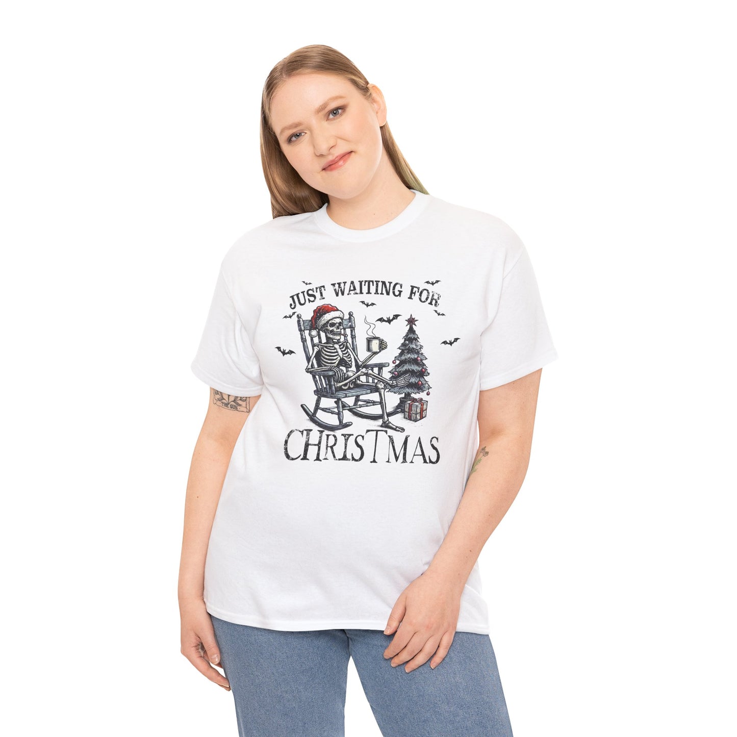 Just Waiting For Christmas Skeleton - Unisex Tee