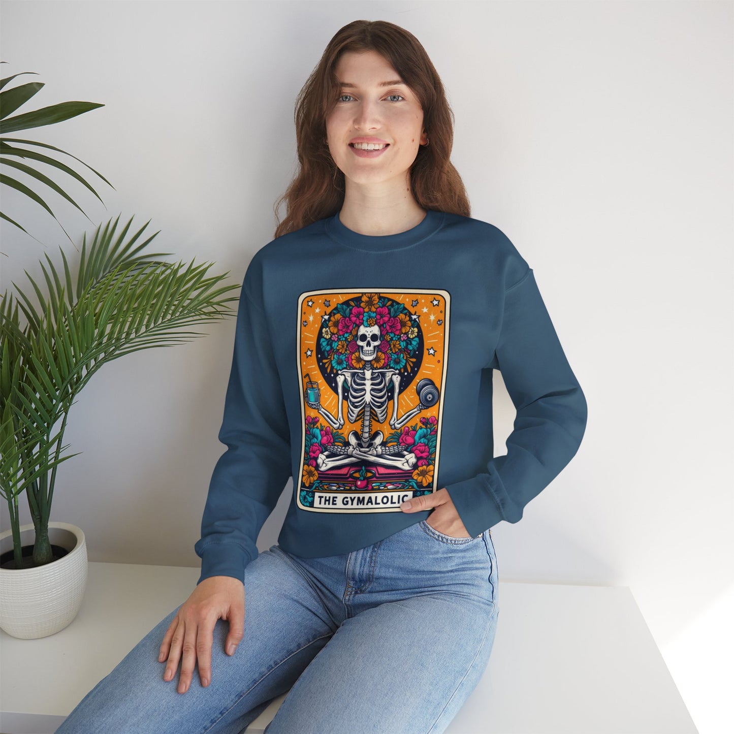 Gymaholic Skeleton Tarot Card - Unisex Heavy Blend™ Sweatshirt