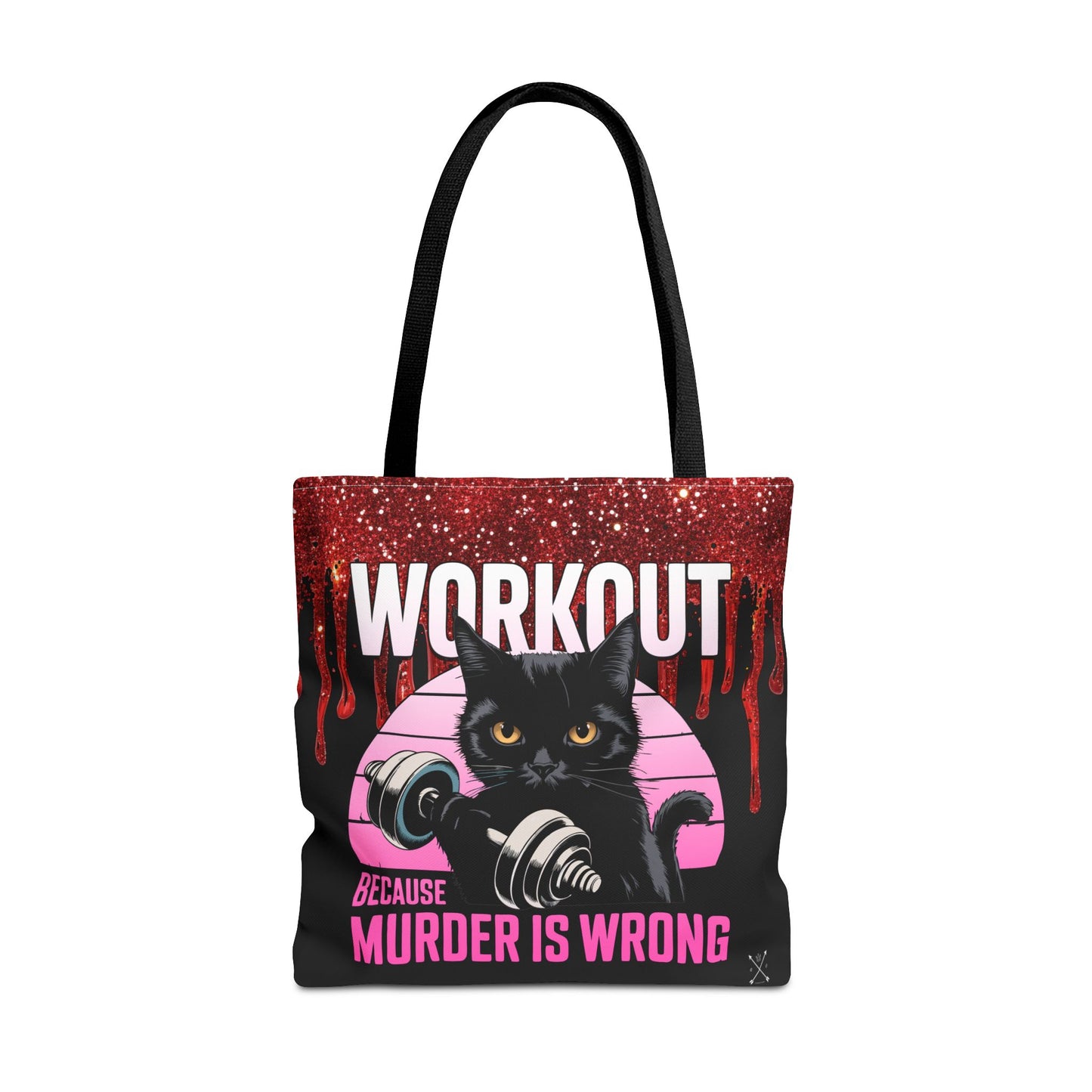 Tote Bag - Cat Design | 'Workout Because Murder is Wrong'