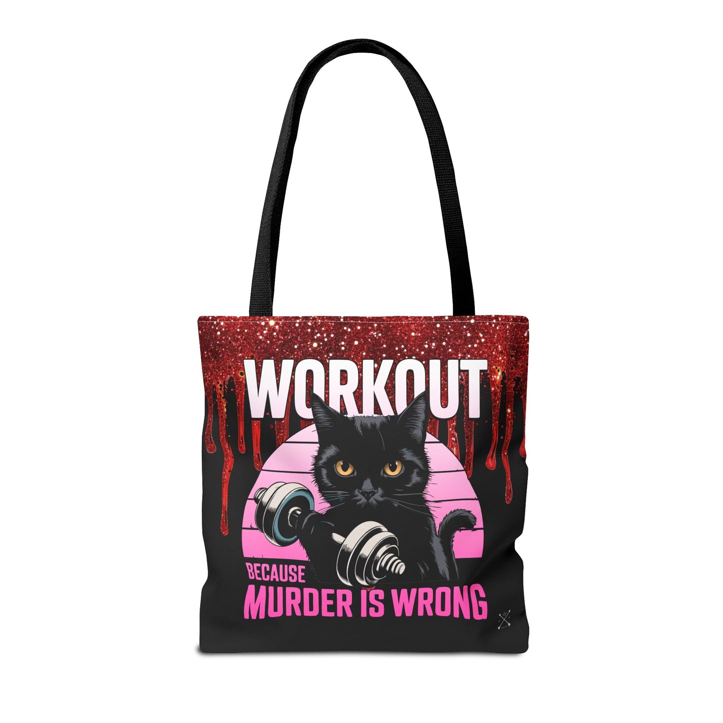 Tote Bag - Cat Design | 'Workout Because Murder is Wrong'