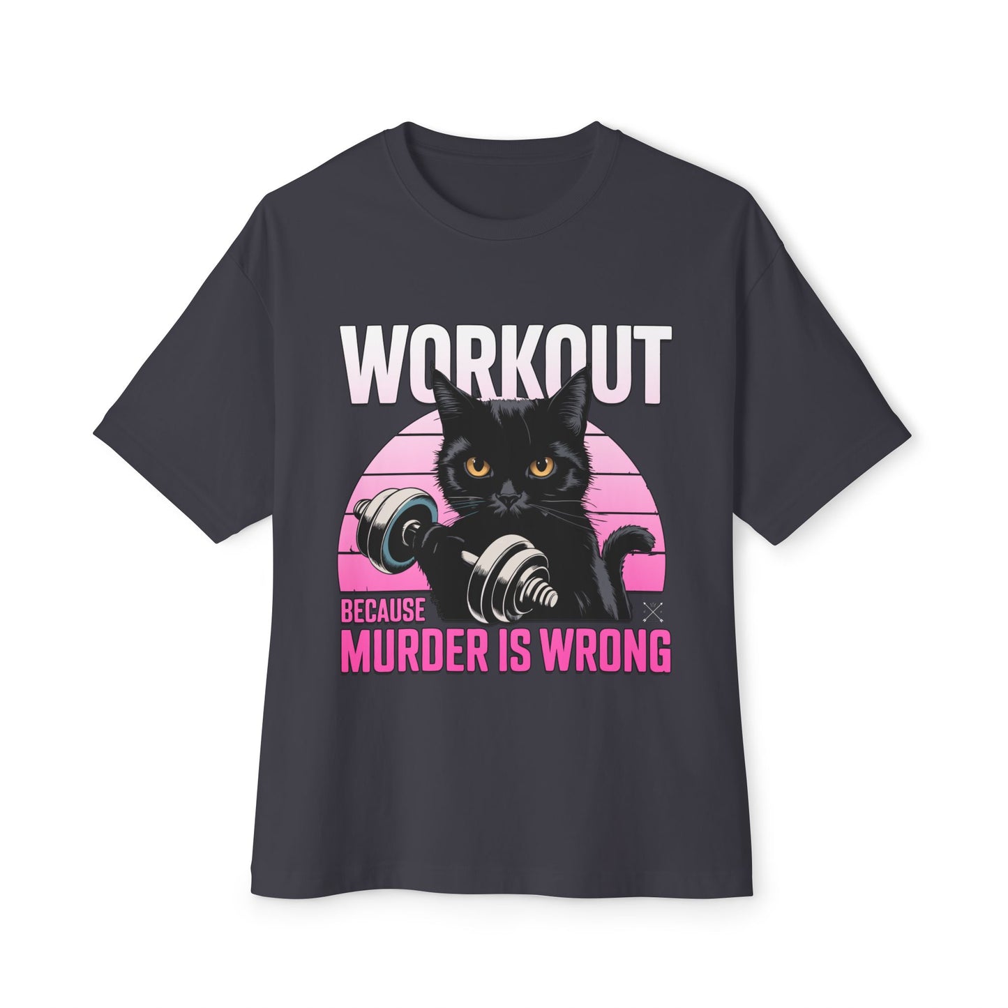 Funny Cat Workout Tee - Unisex Oversized Boxy T-Shirt