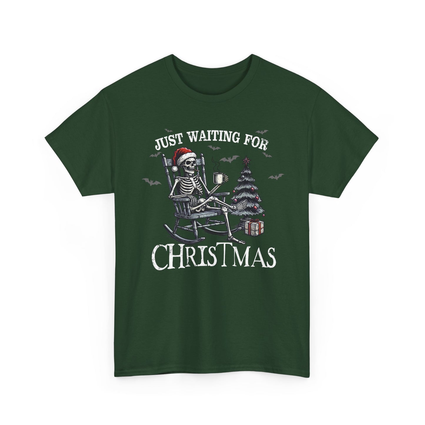 Just Waiting For Christmas Skeleton - Unisex Tee