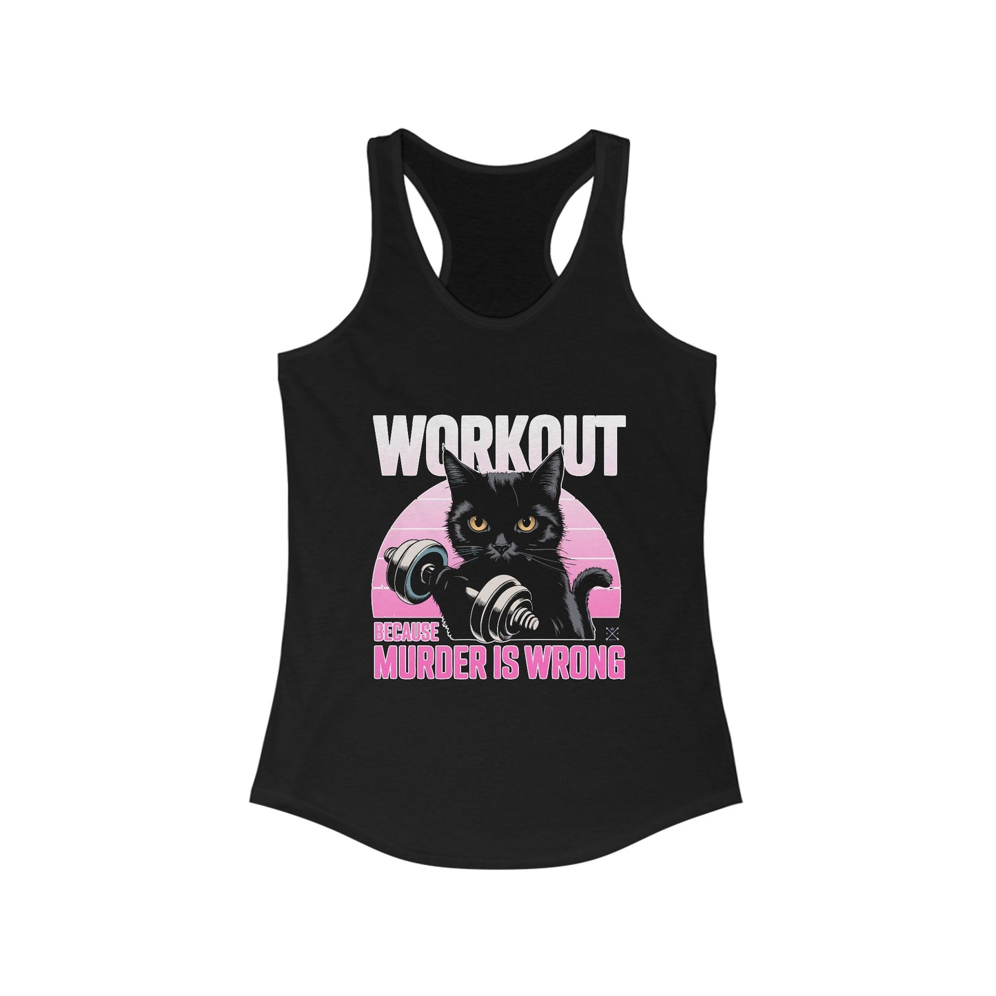 Women’s Workout Tank Top - 'Murder is Wrong' Cat Design