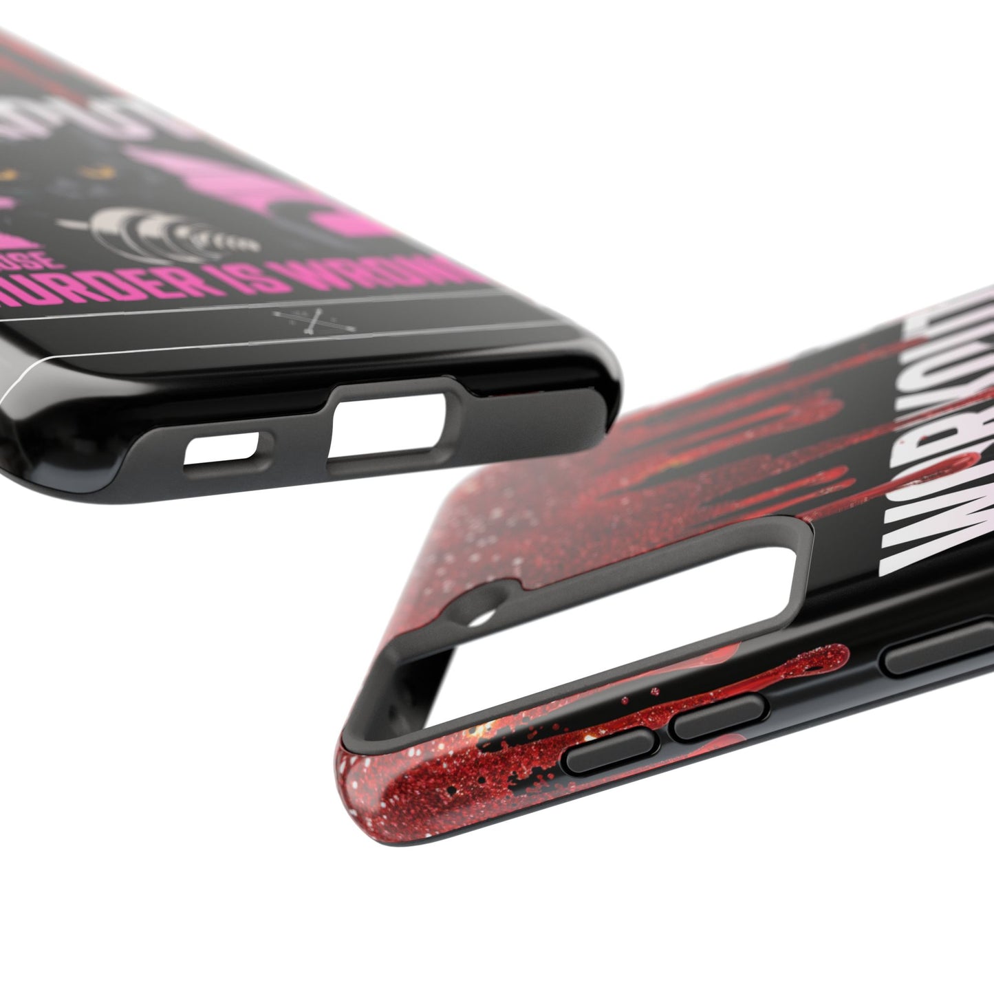 Edgy Cat Tough Phone Case - 'Workout Because Murder Is Wrong'
