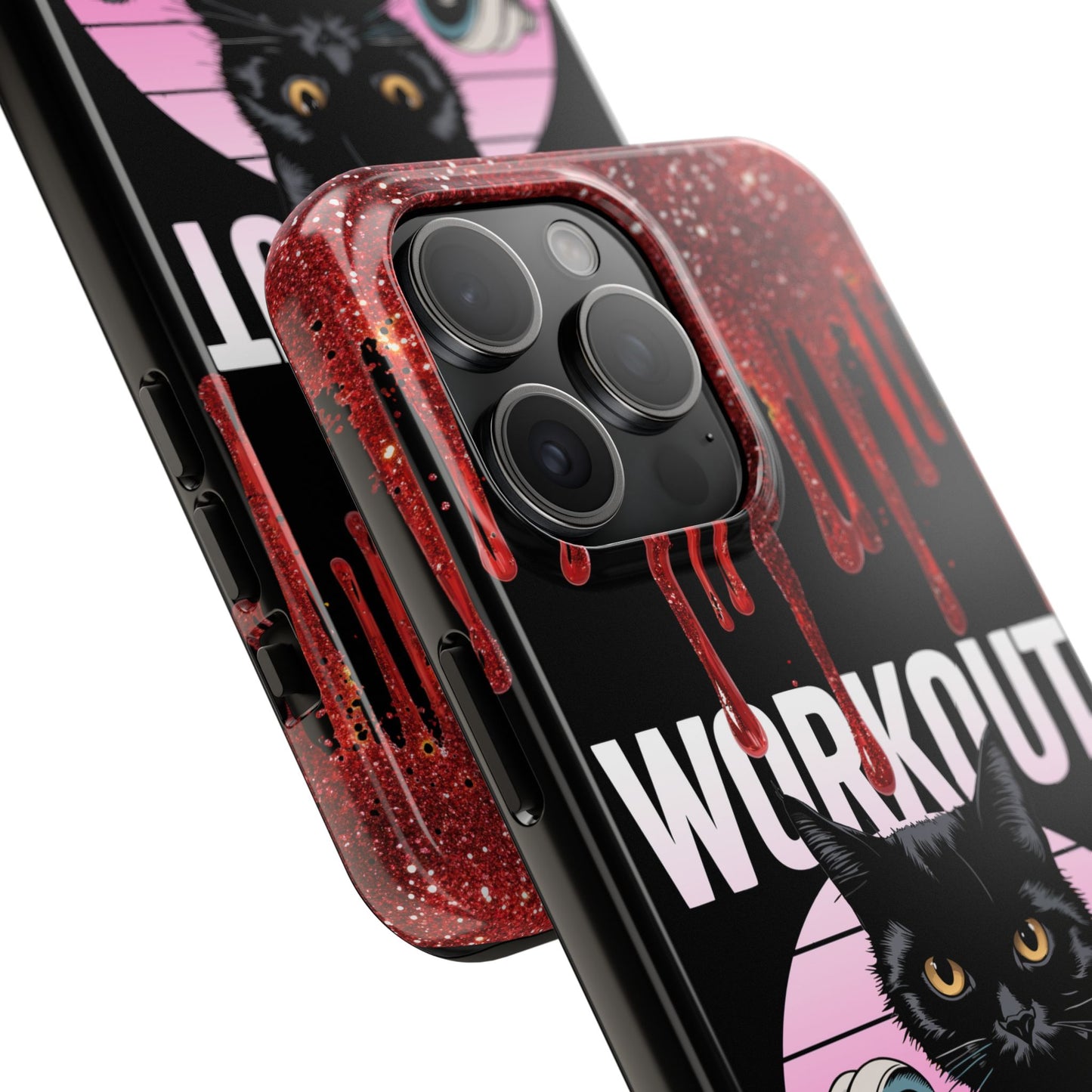 Edgy Cat Tough Phone Case - 'Workout Because Murder Is Wrong'