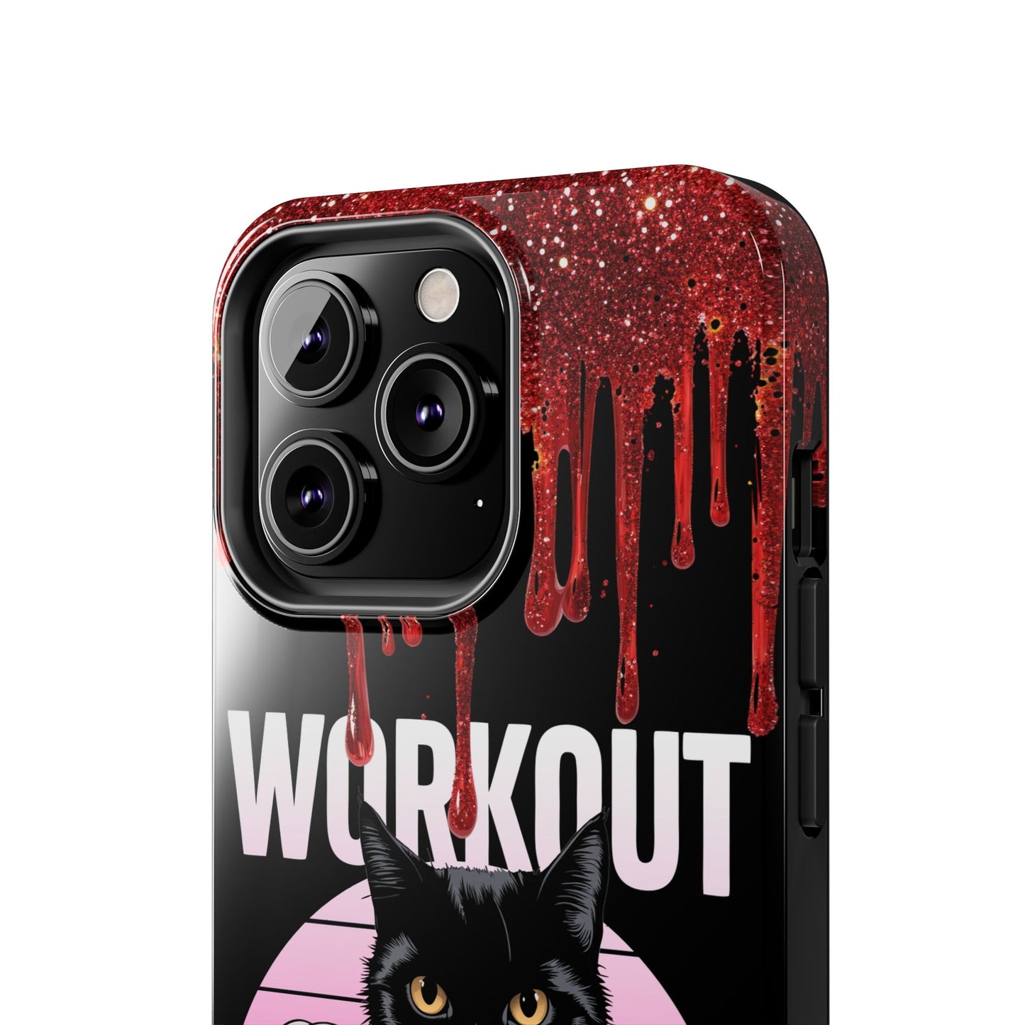 Edgy Cat Tough Phone Case - 'Workout Because Murder Is Wrong'