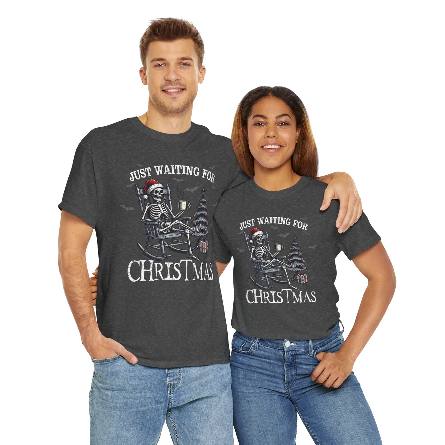 Just Waiting For Christmas Skeleton - Unisex Tee