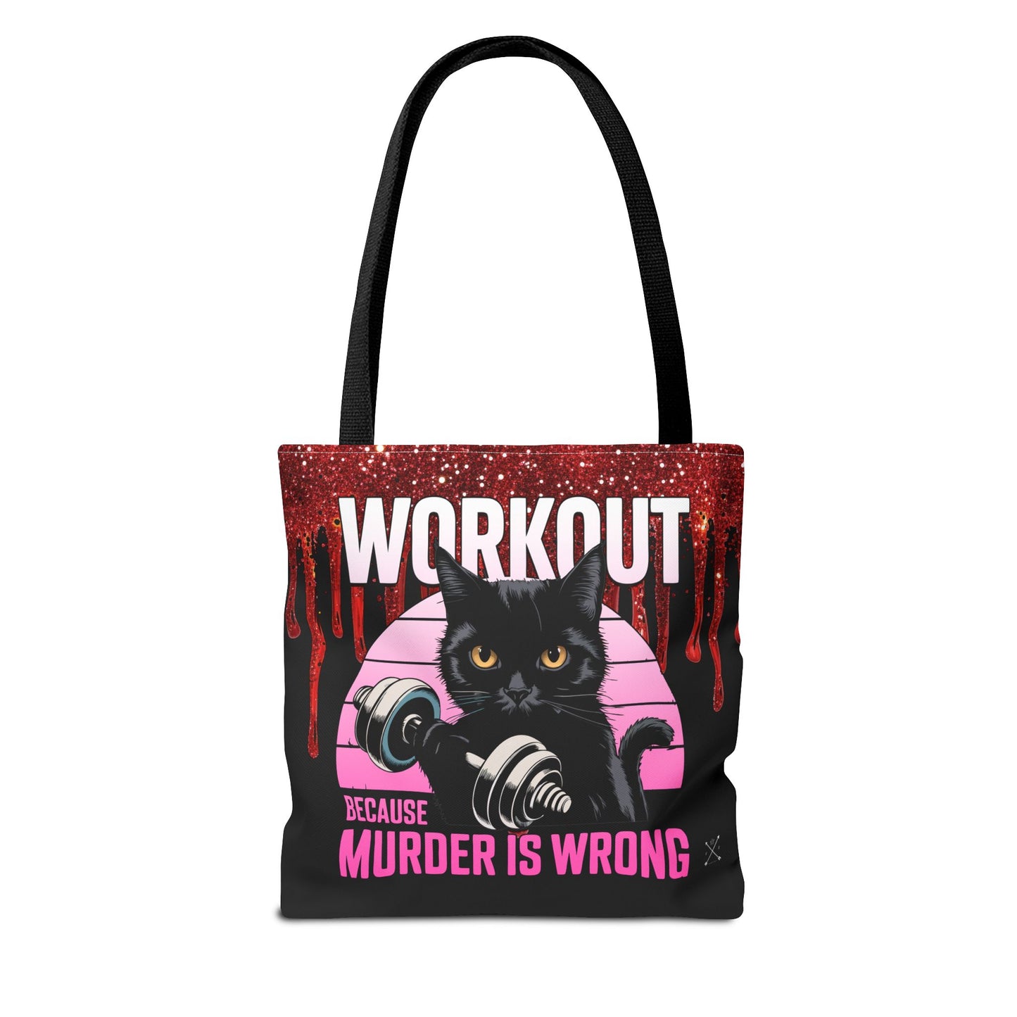 Tote Bag - Cat Design | 'Workout Because Murder is Wrong'
