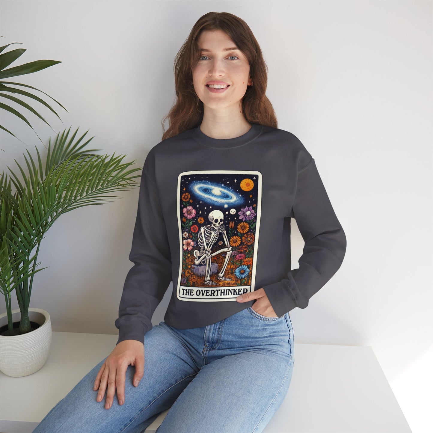 The Overthinker Skeleton Tarot Card - Sweatshirt