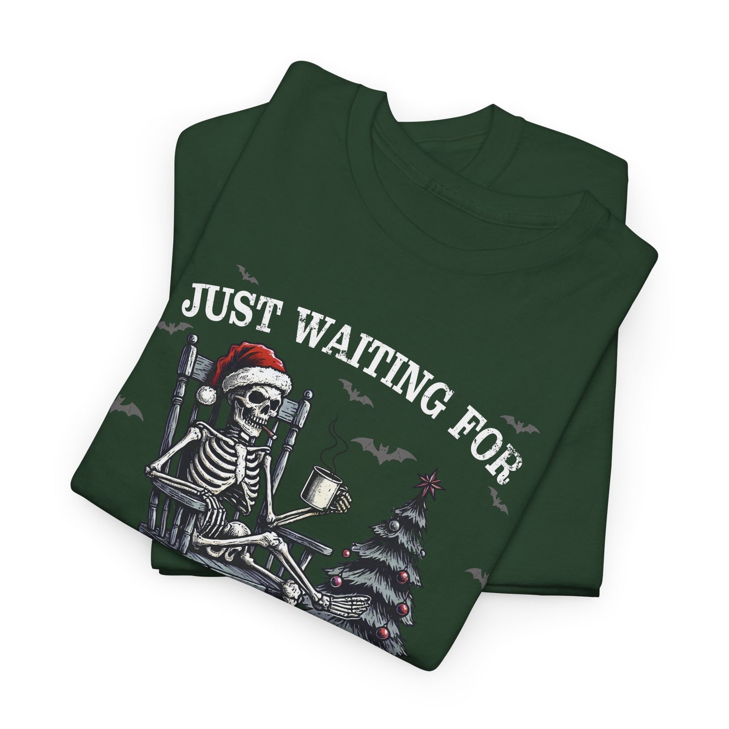 Just Waiting For Christmas Skeleton - Unisex Tee