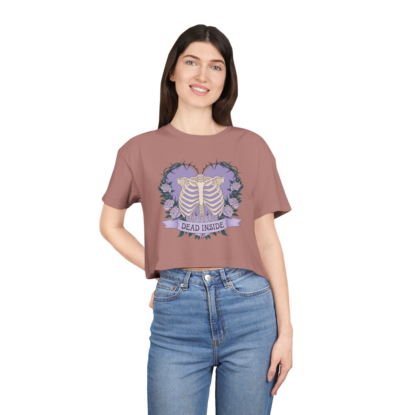 Dead Inside Purple Heart Cage - Women's Crop Tee