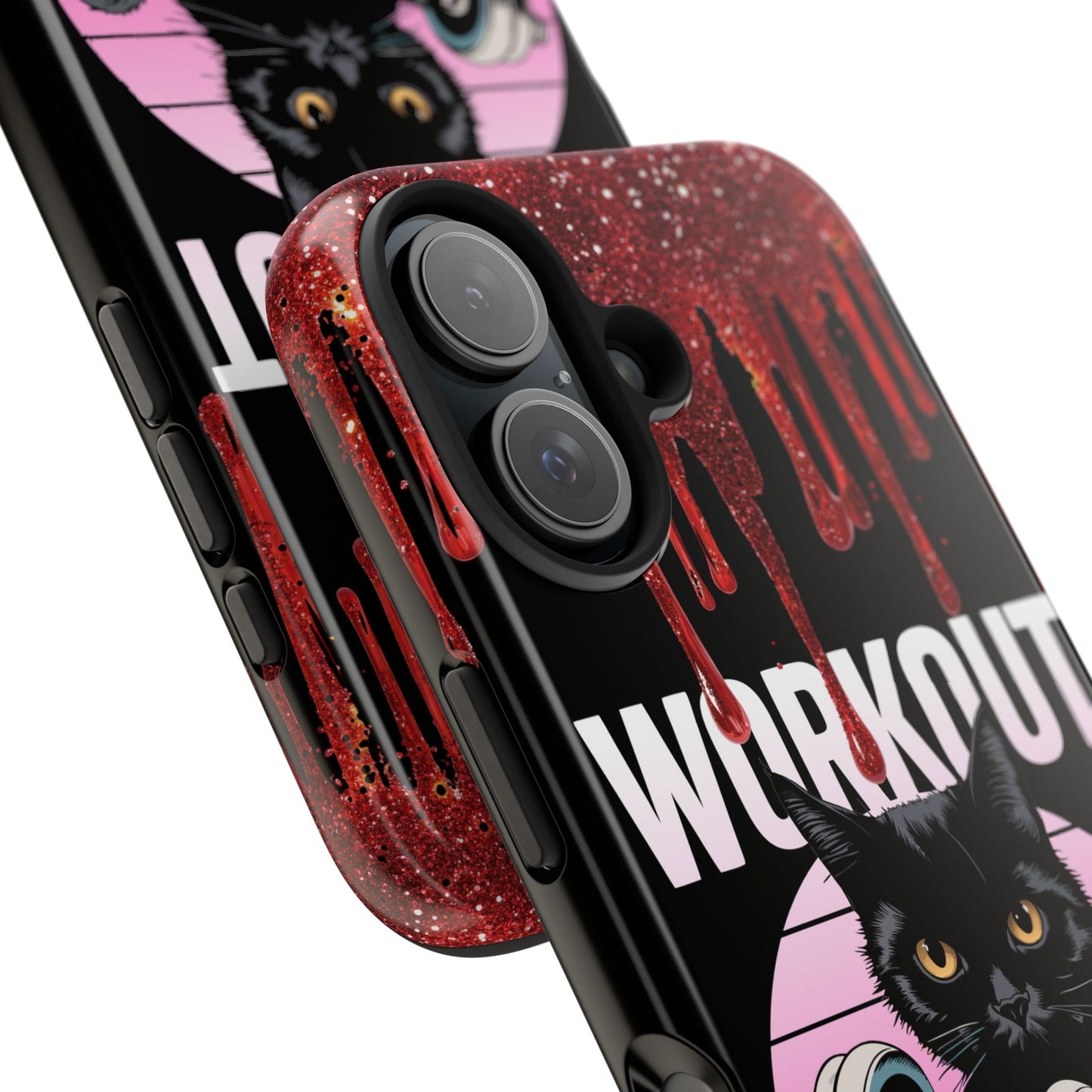 Edgy Cat Tough Phone Case - 'Workout Because Murder Is Wrong'