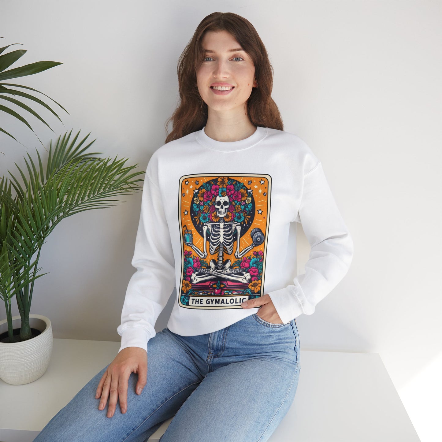 Gymaholic Skeleton Tarot Card - Unisex Heavy Blend™ Sweatshirt