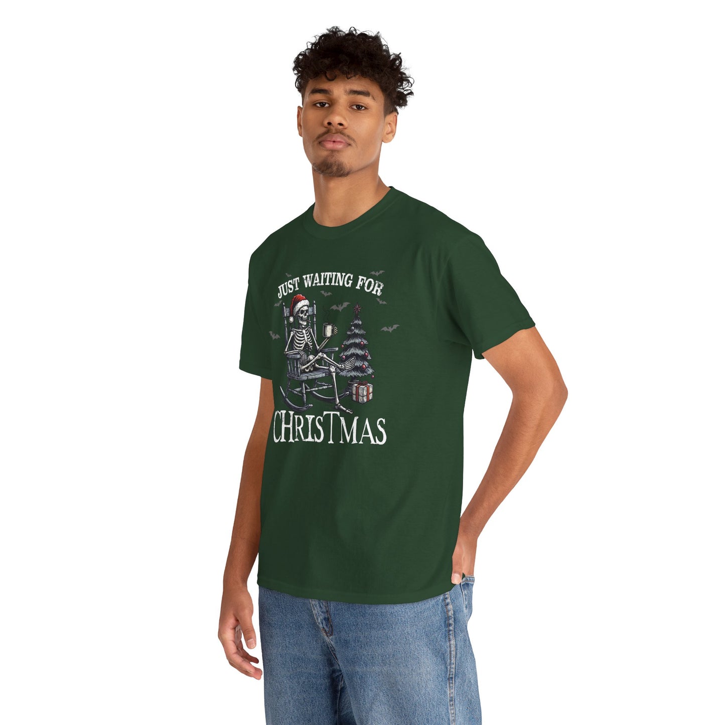 Just Waiting For Christmas Skeleton - Unisex Tee