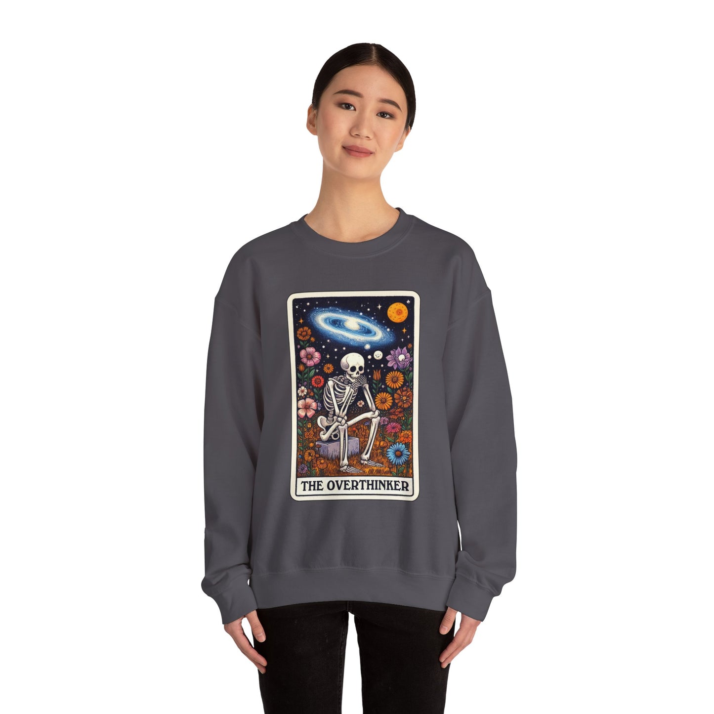 The Overthinker Skeleton Tarot Card - Sweatshirt
