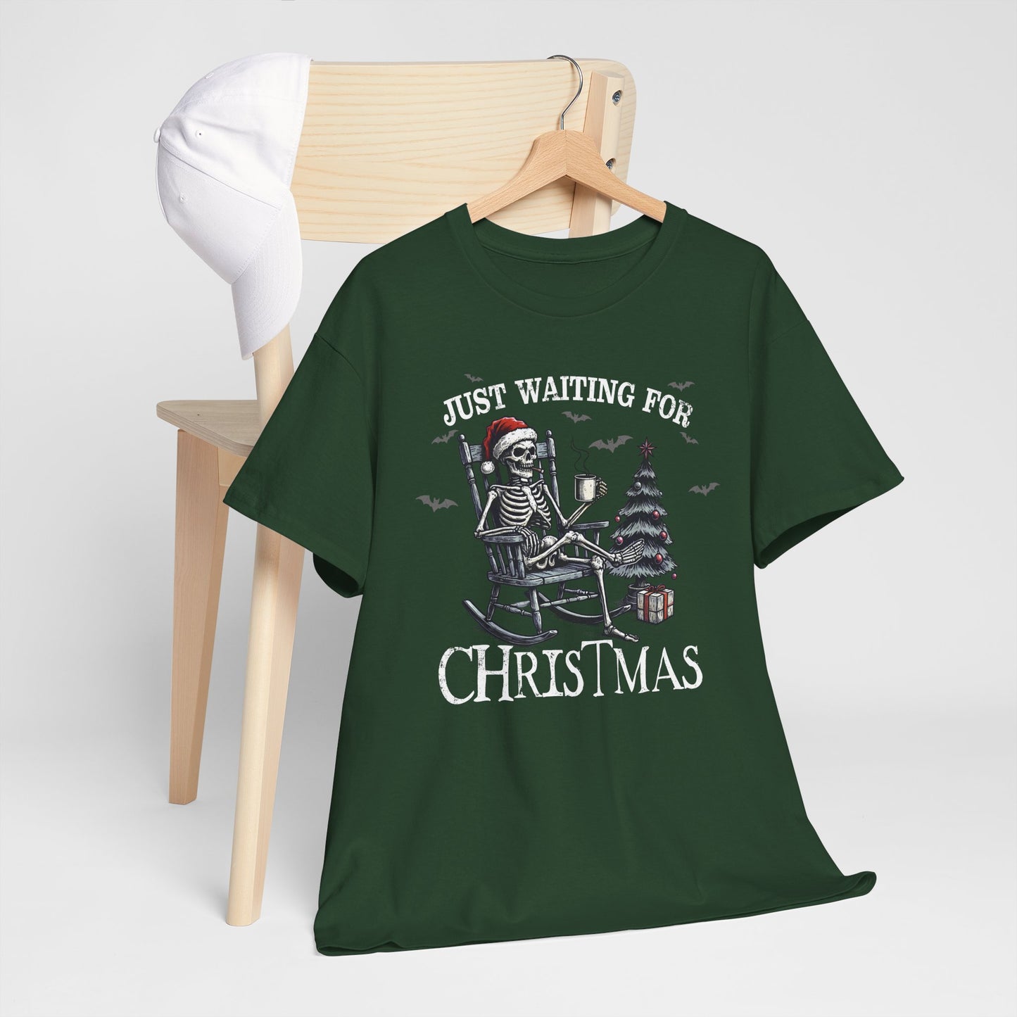 Just Waiting For Christmas Skeleton - Unisex Tee