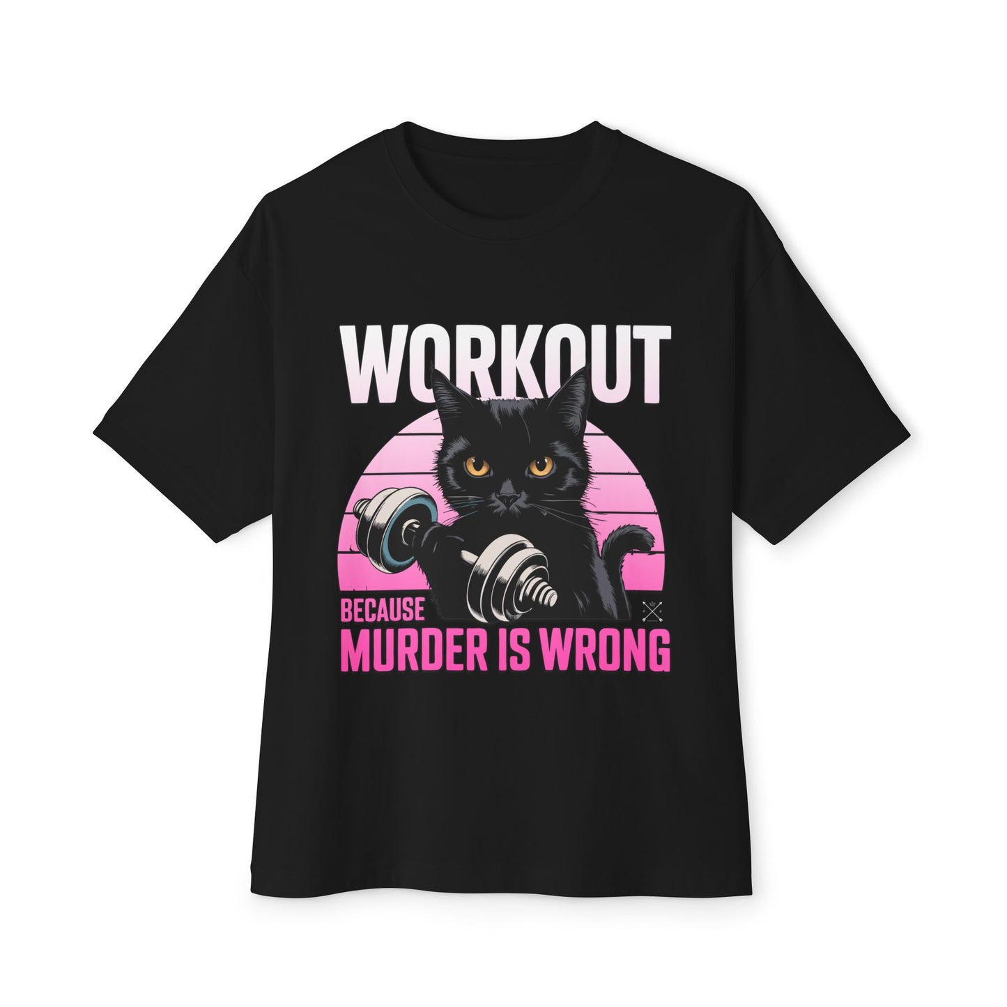 Funny Cat Workout Tee - Unisex Oversized Boxy T-Shirt