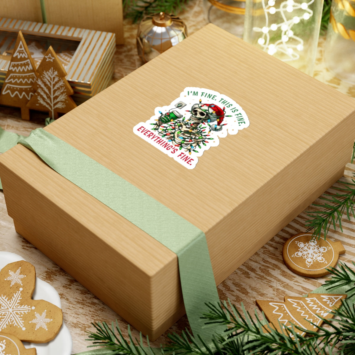I'm Fine. This Is Fine. Everything Is Fine. (Christmas) - Kiss-Cut Stickers