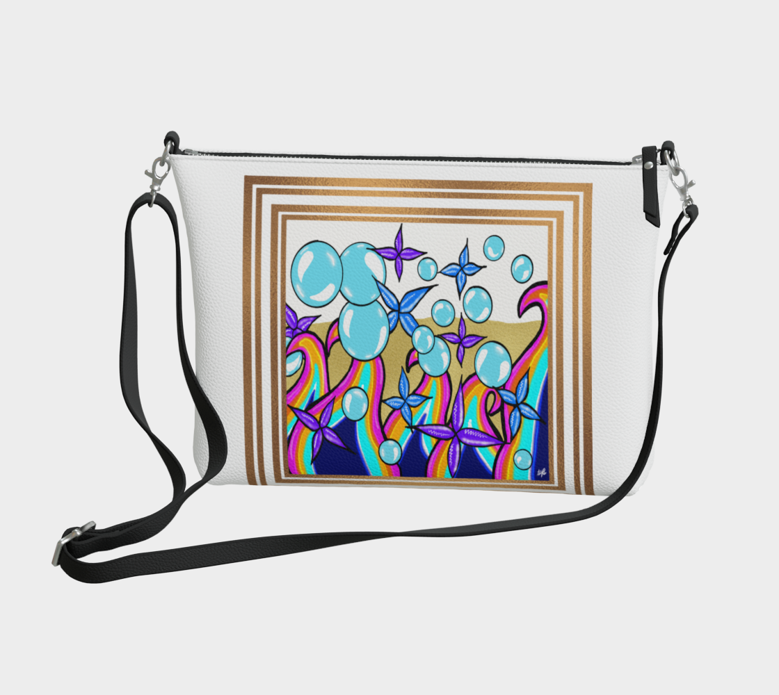 Bubble Rave Framed - Vegan Leather Crossbody Purse - White