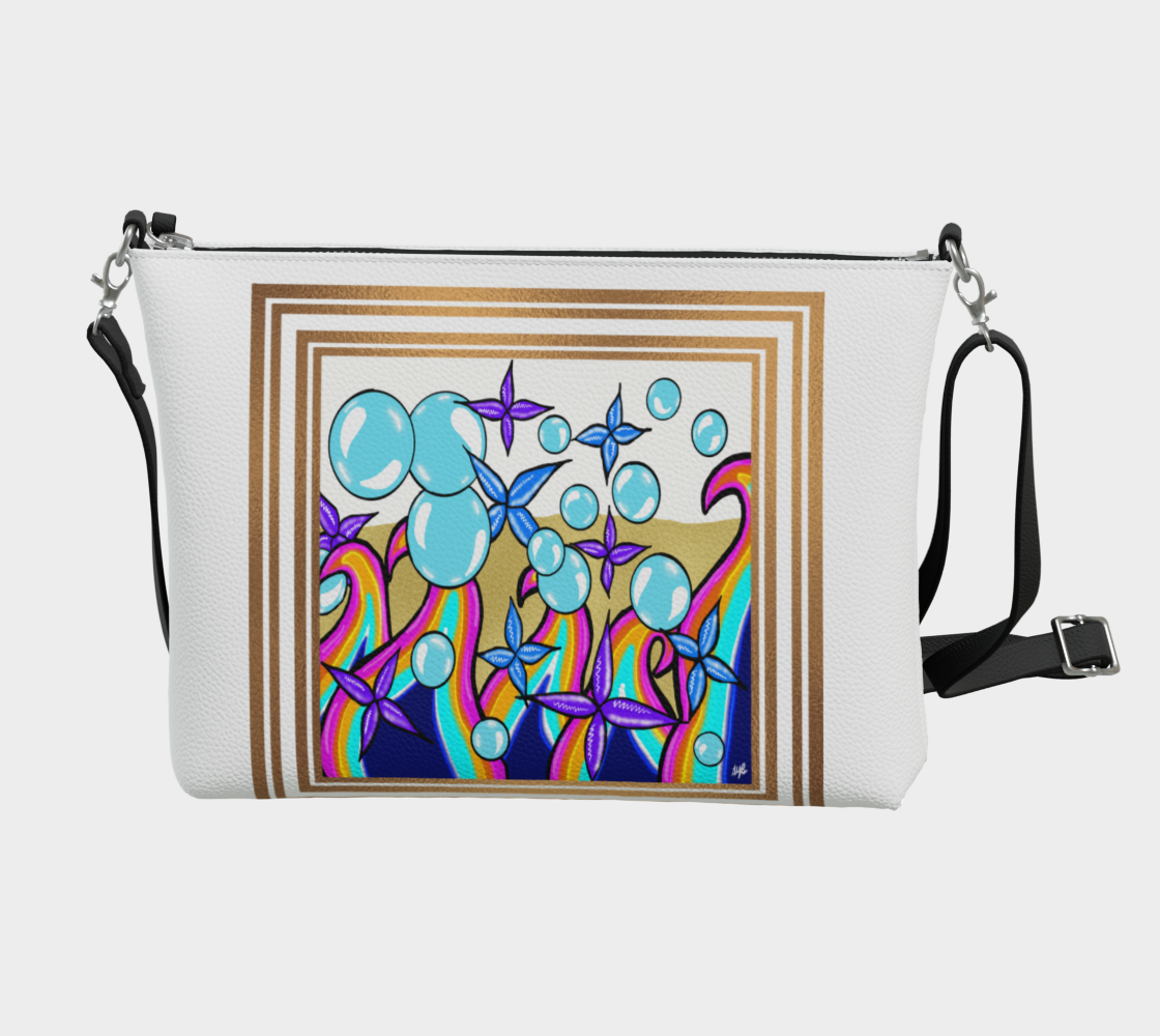 Bubble Rave Framed - Vegan Leather Crossbody Purse - White